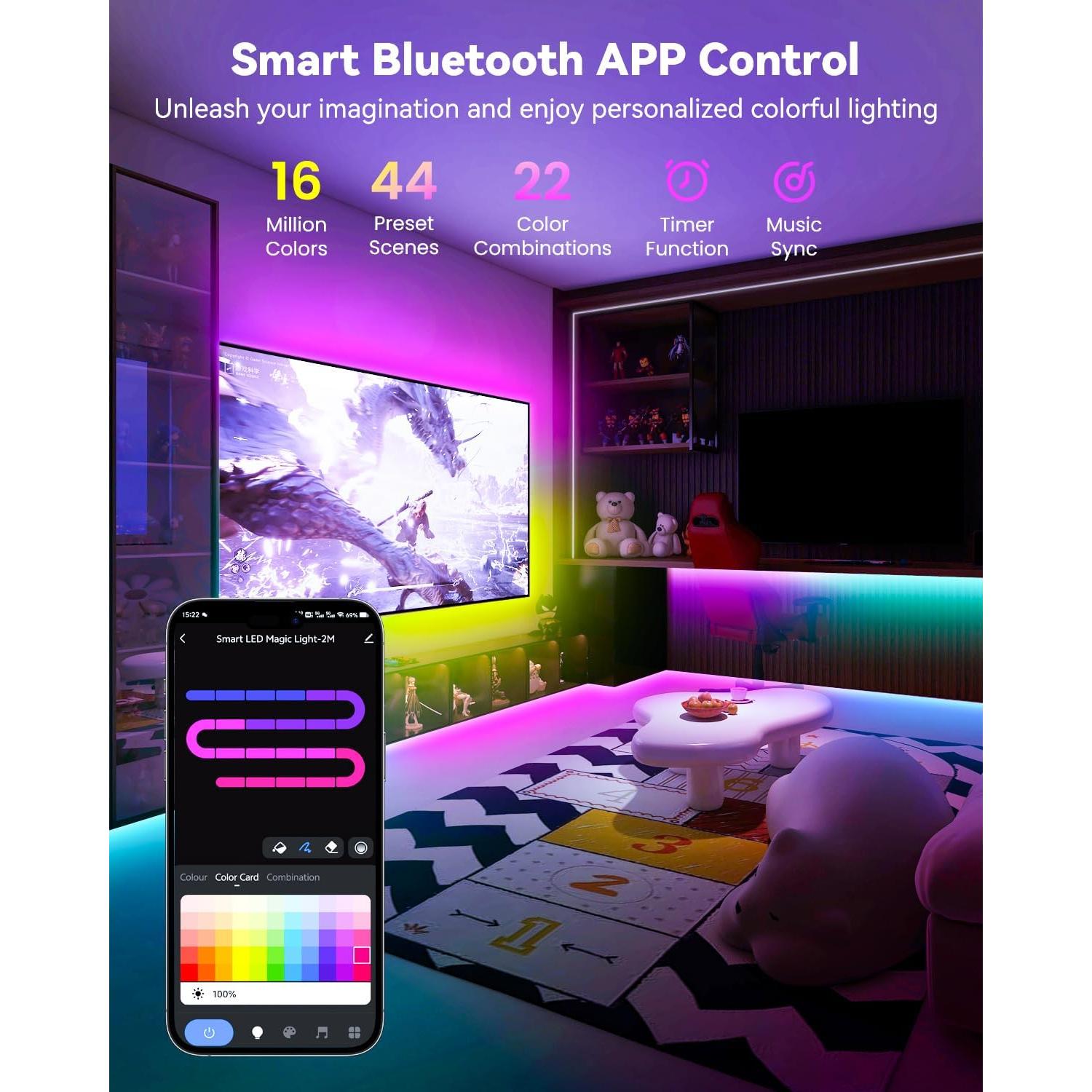 Tira LED Inteligente RGB+IC Pak 5m con Control APP y Sincronización