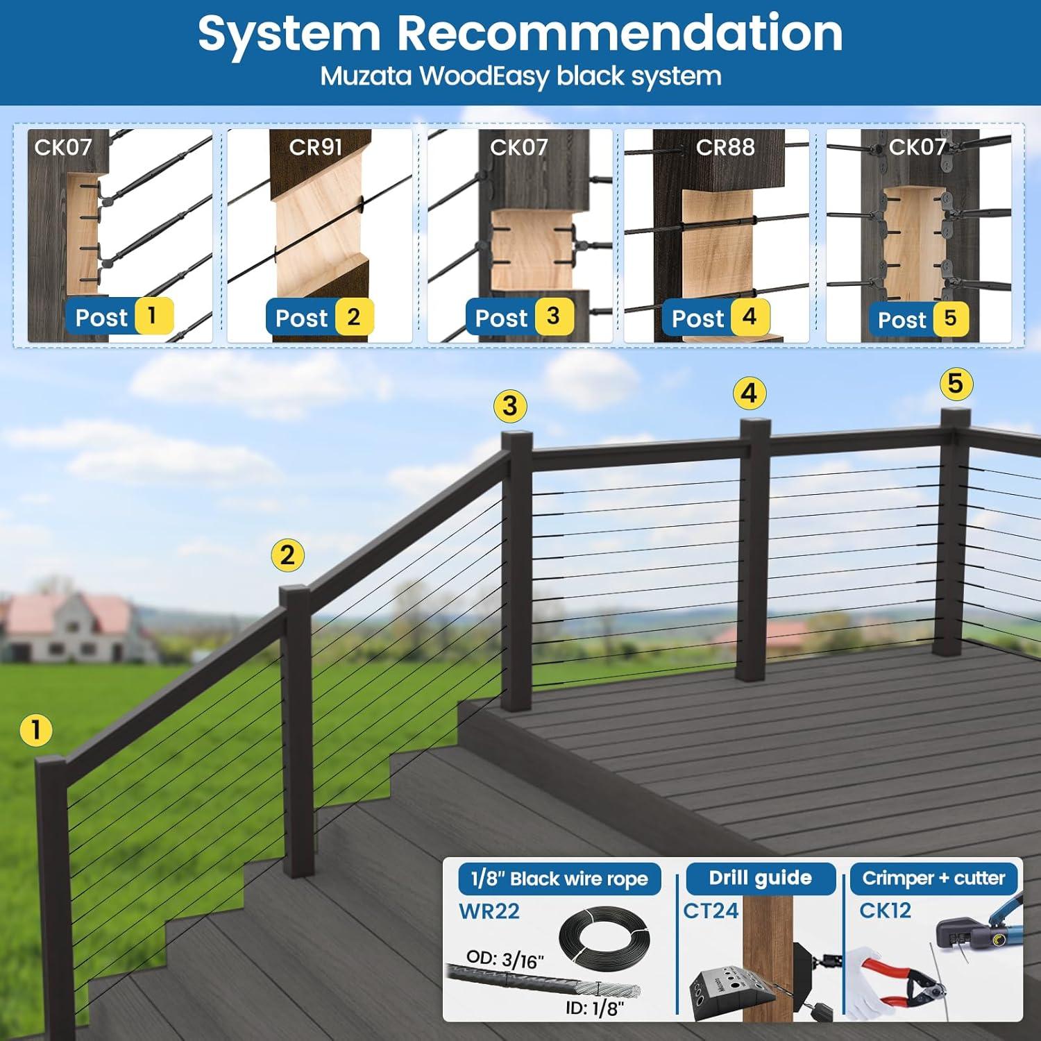 Muzata 40 Fundas Protectores de Cable T316 Acero Inoxidable