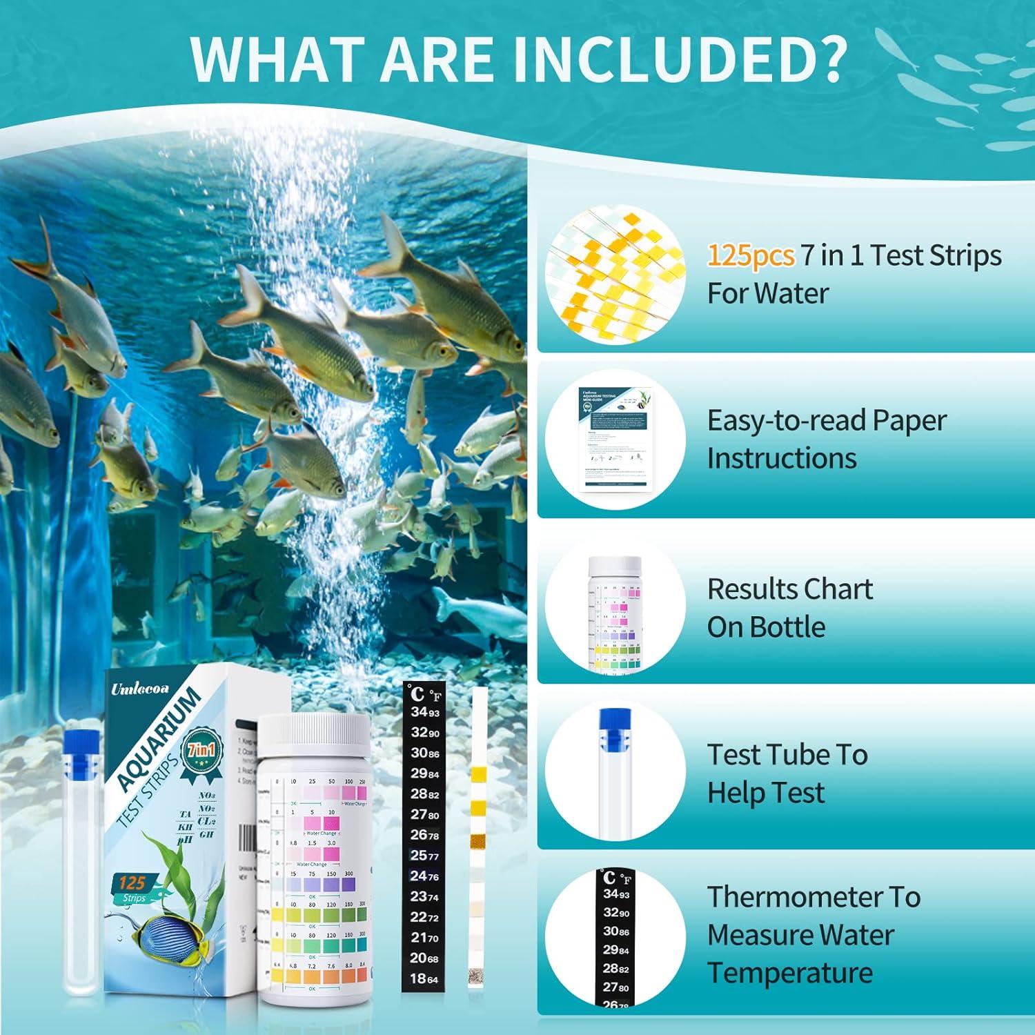 Kit de Prueba de Acuario 7 en 1 Umlecoa - 125 Tiras de Prueba