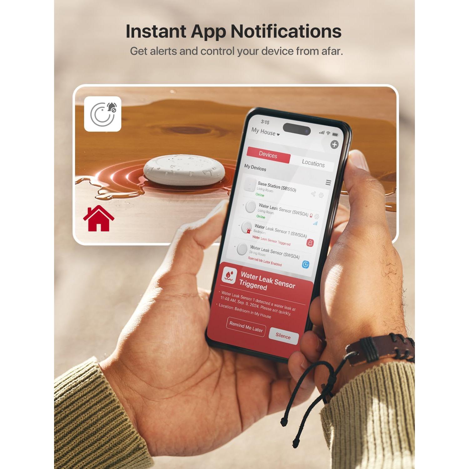 Detector de Fugas de Agua Wi-Fi X-Sense SWS0A41, 4 Sensores