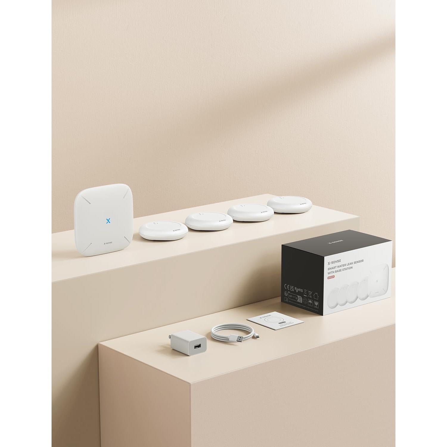 Detector de Fugas de Agua Wi-Fi X-Sense SWS0A41, 4 Sensores