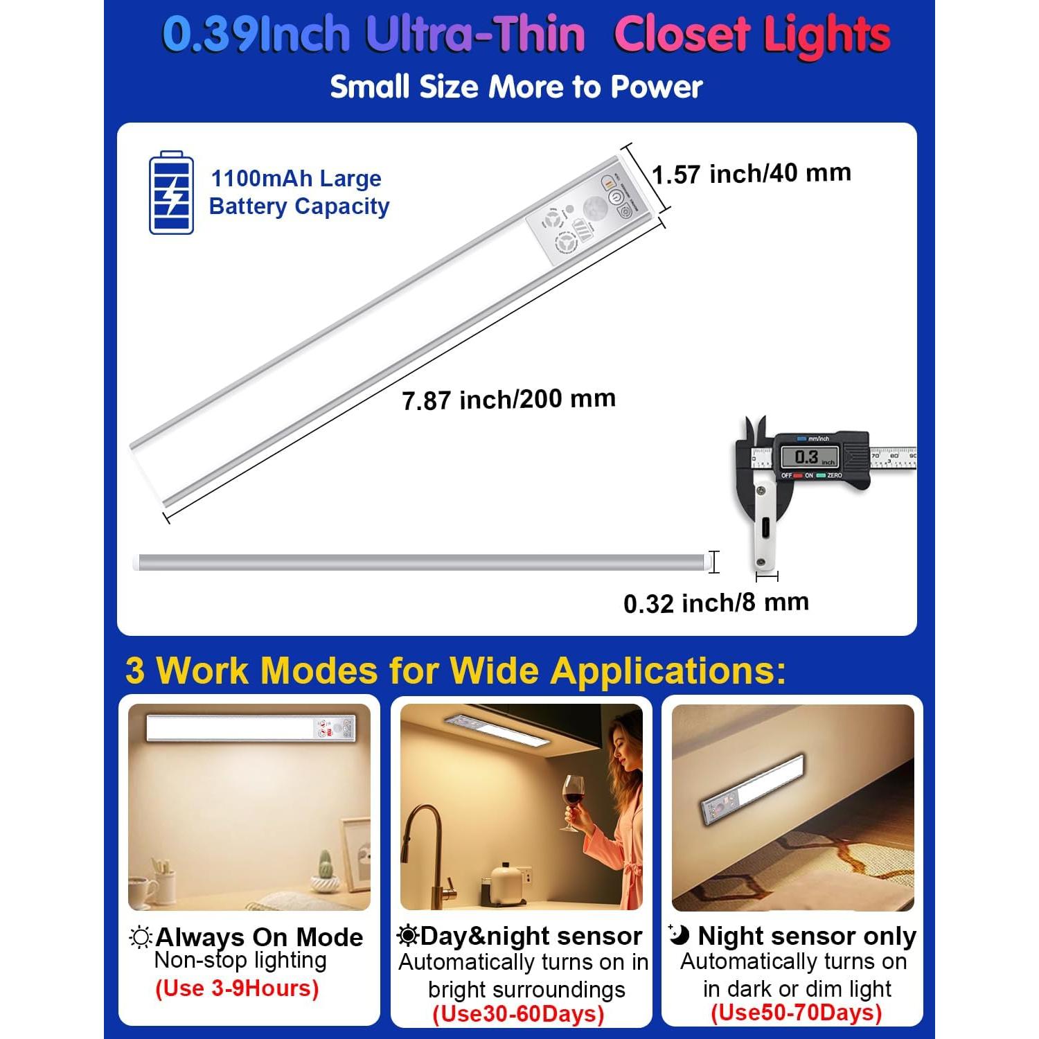 Luces Bajo Gabinete DUOFU365 LED Recargables 20cm 2 Piezas