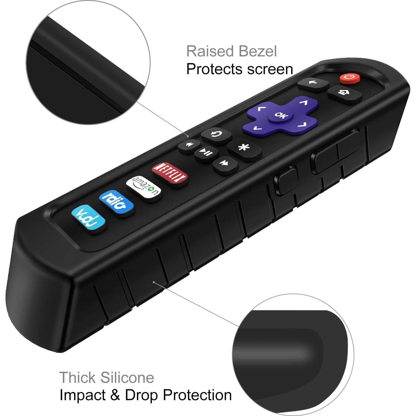 Funda Protectora Fintie para Control Remoto Roku y TCL - Negra
