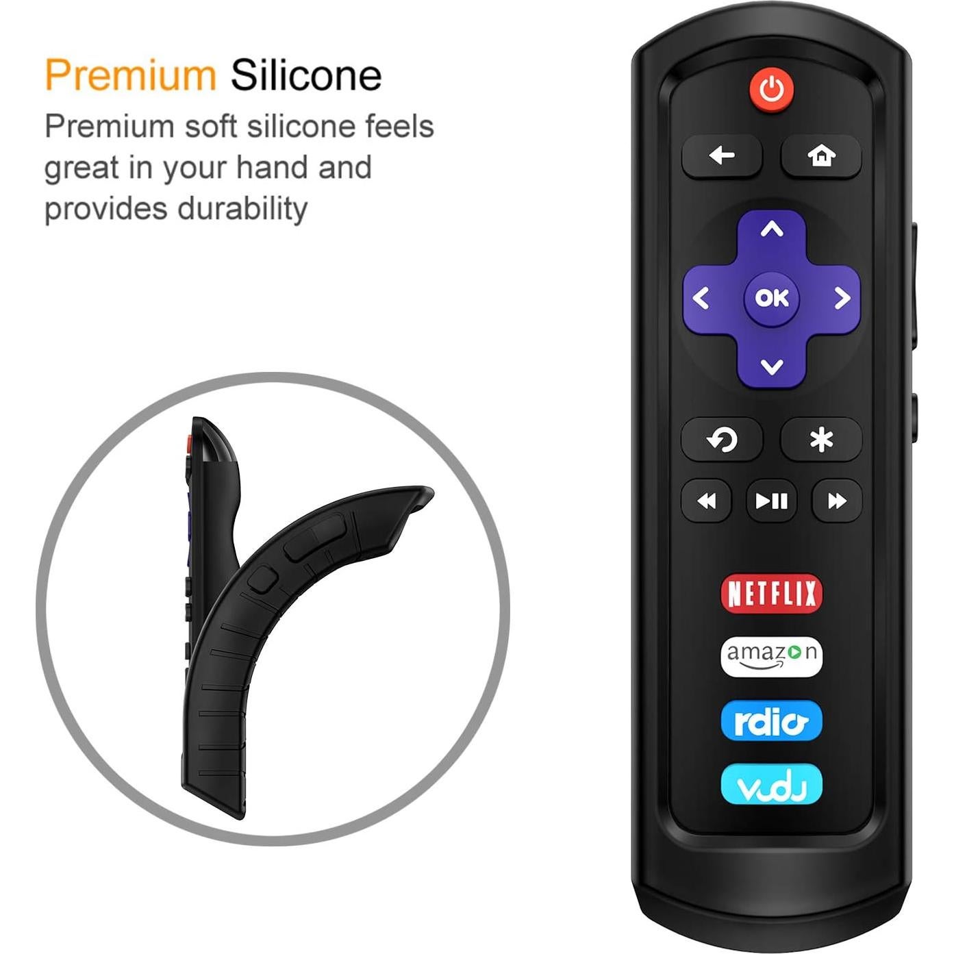 Funda Protectora Fintie para Control Remoto Roku y TCL - Negra