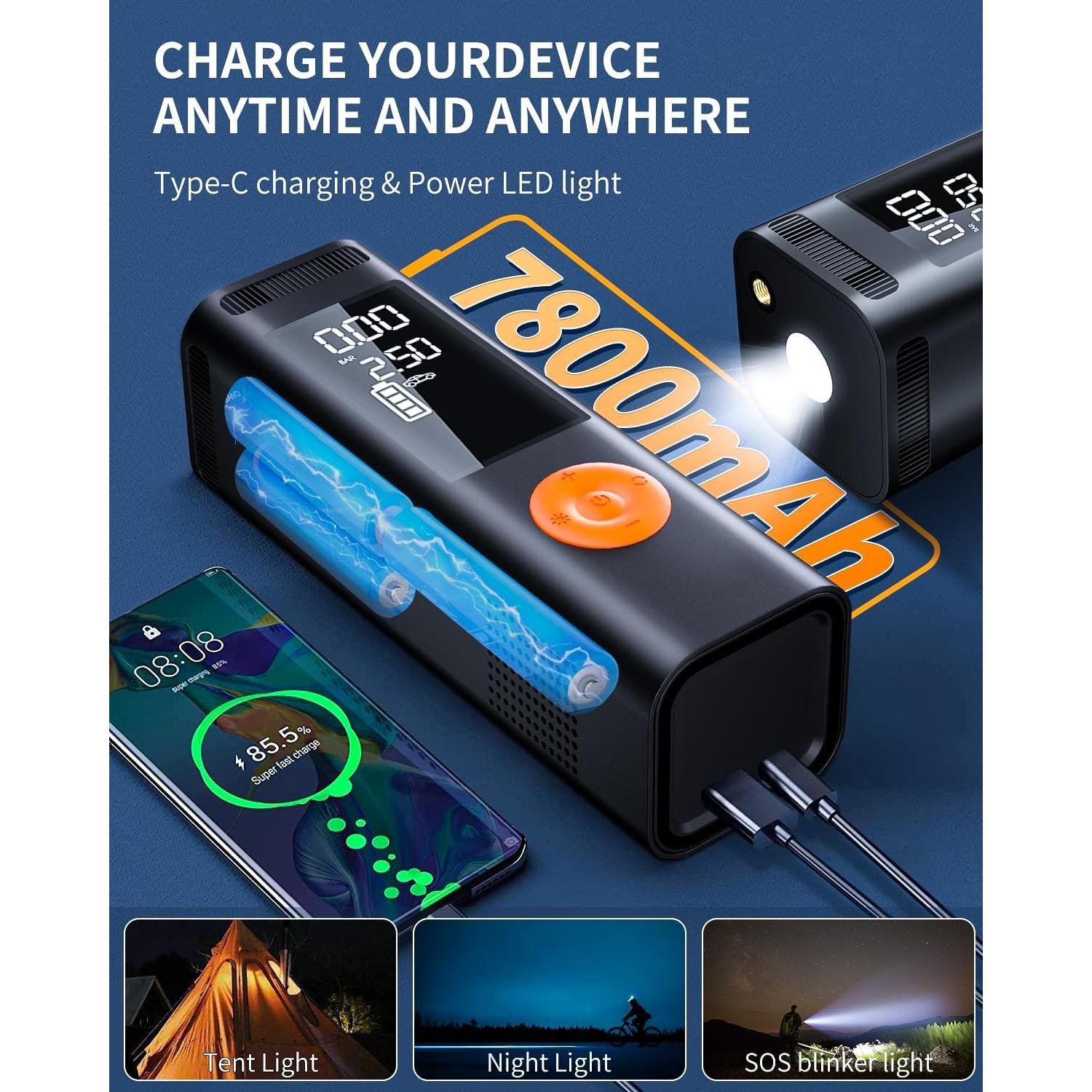 Compresor de Aire Portátil RABBITXOCO 150 PSI Inflador Neumáticos