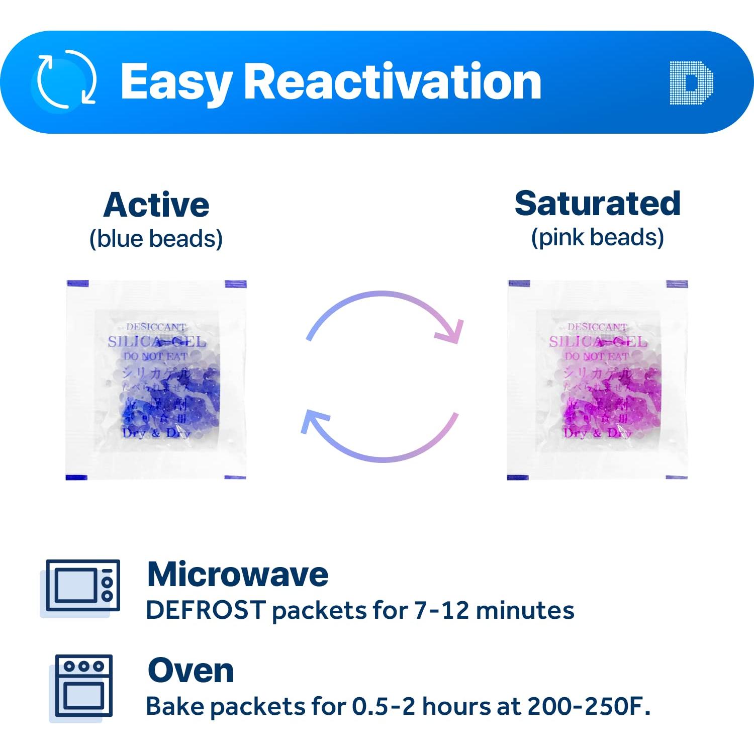 Gel de Sílice Seco y Seco 1g - 50 Paquetes Deshidratantes