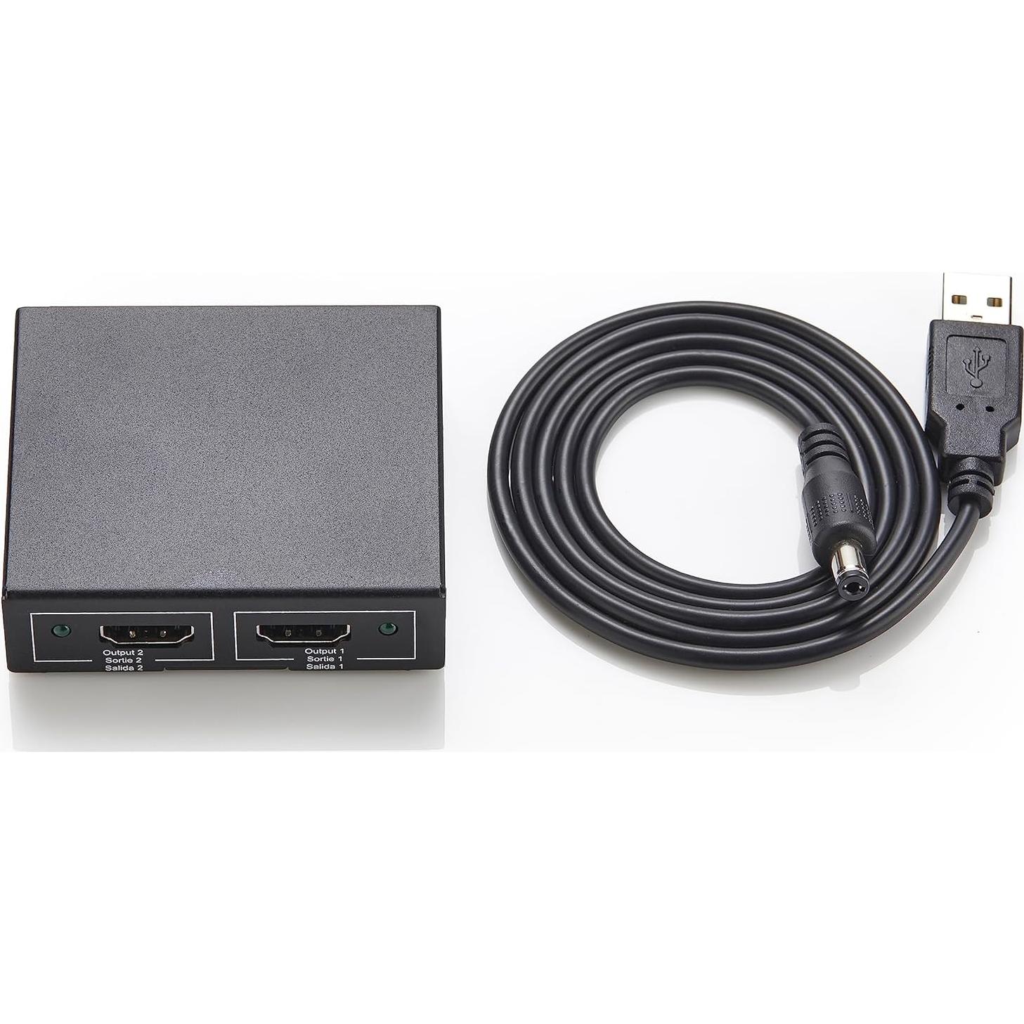 Divisor HDMI Amazon Basics 1x2 4K@30Hz Negro