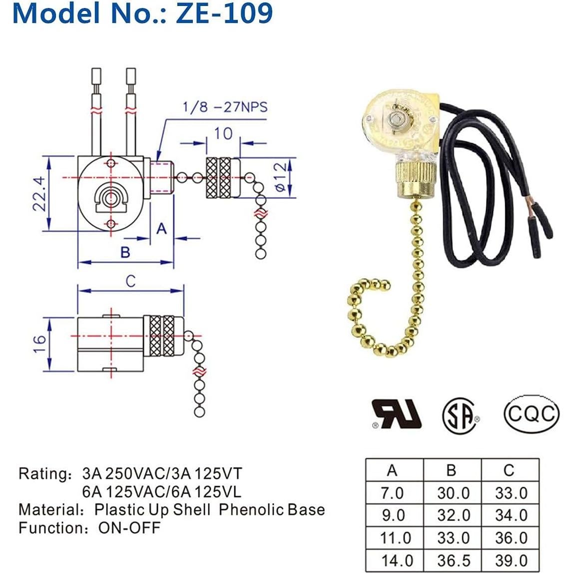 Interruptor de ventilador de techo Zing Ear ZE-109 - Paquete de 2
