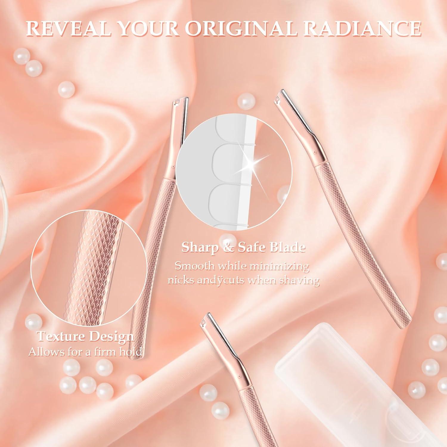 Rasuradora de Cejas y Dermaplaning Oro Rosa - 10 Cuchillas