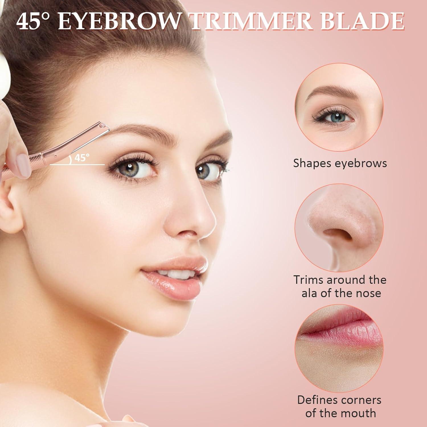 Rasuradora de Cejas y Dermaplaning Oro Rosa - 10 Cuchillas