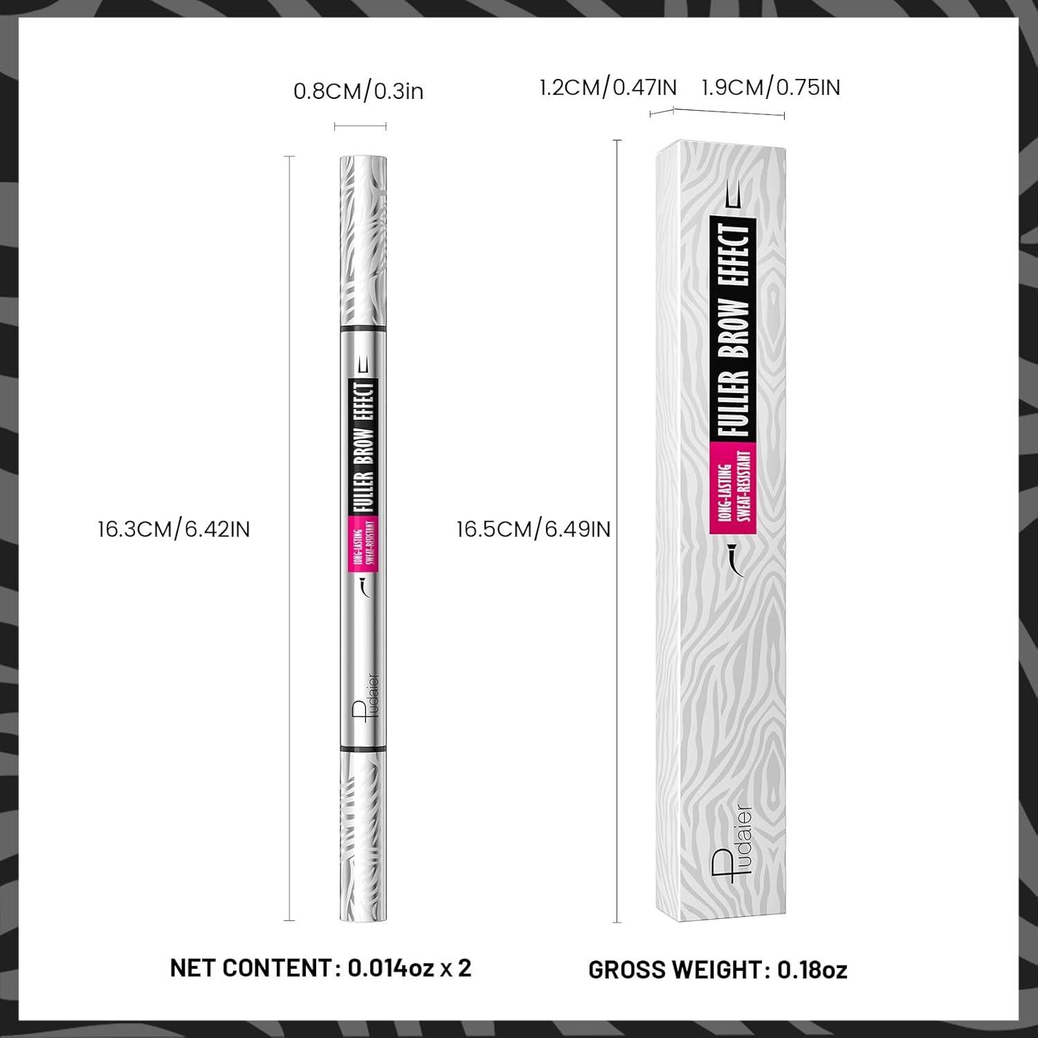 Eyebrow Pencils for Women with 10Pcs Stencils, 2-in-1 Dual-Ended Microblading Eyebrow Pencil with Curved Brush-Tip and Fork-Tip for Hair-Like Brows, Waterproof Curved Eyebrow Pen, Cool Brown