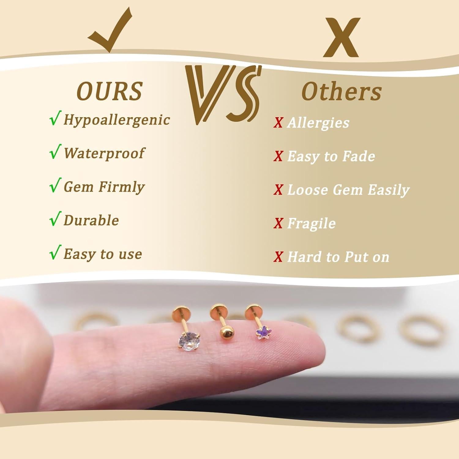 Pendientes de Acero Quirúrgico Hipoalergénicos JAGOSE 9 Pares