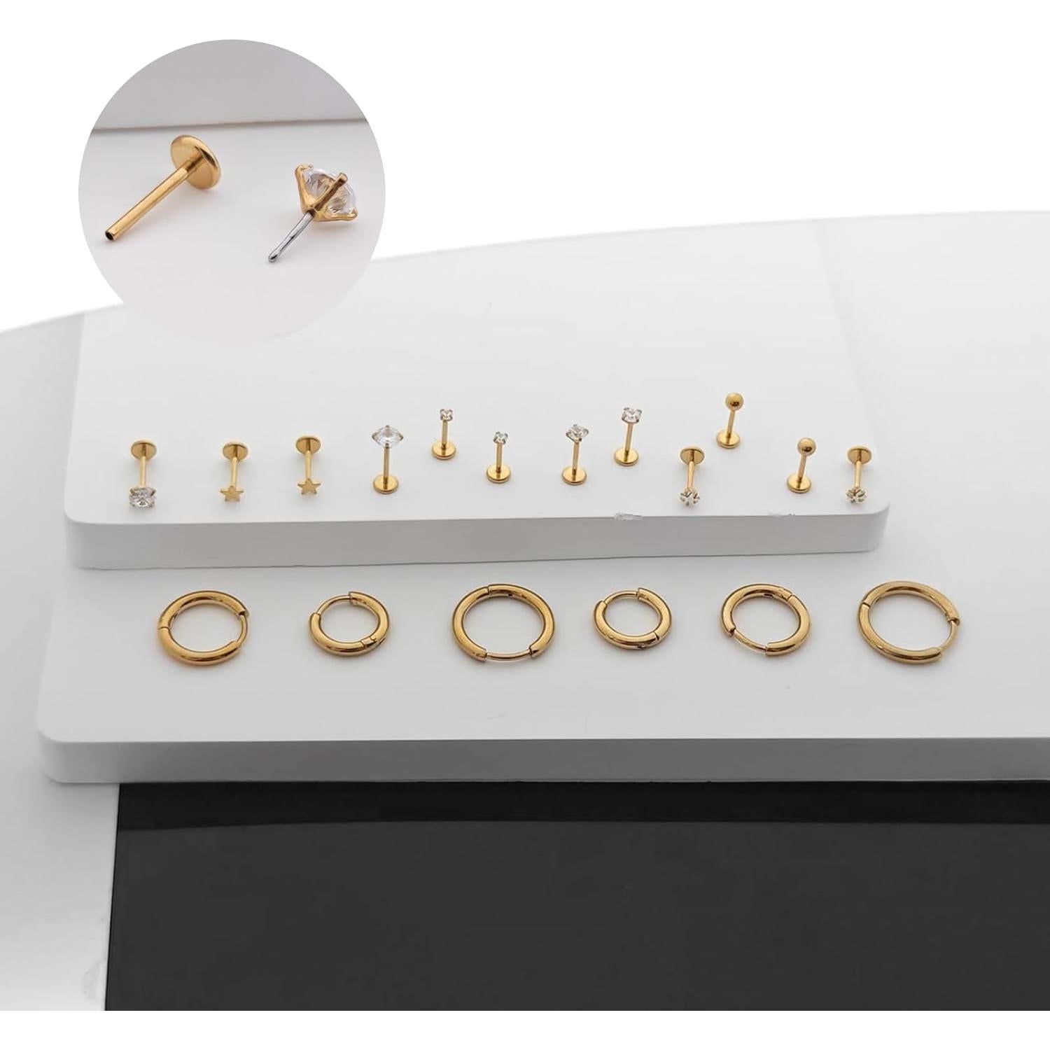 Pendientes de Acero Quirúrgico Hipoalergénicos JAGOSE 9 Pares