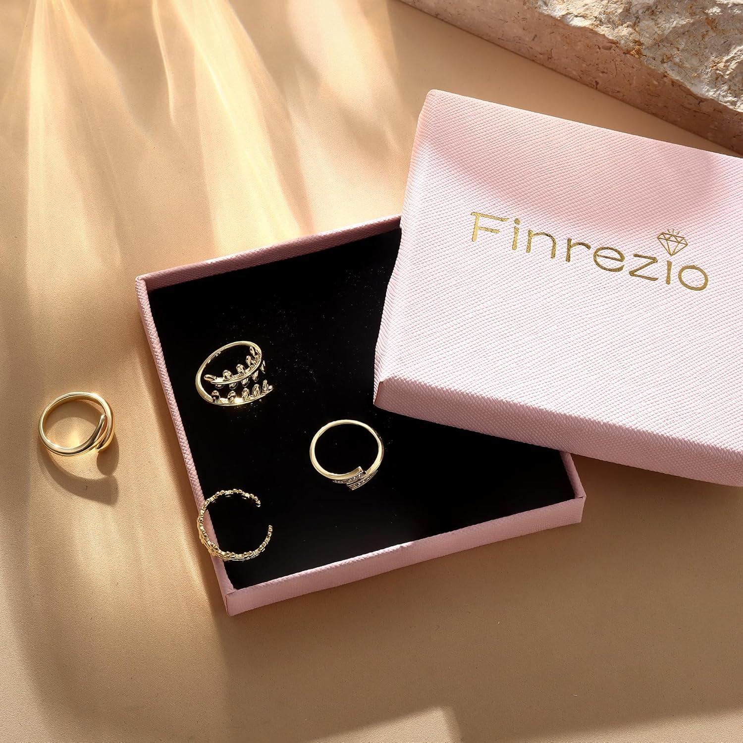 Anillos de Dedo de Oro Relleno 14K Finrezio - 2 Piezas Ajustables