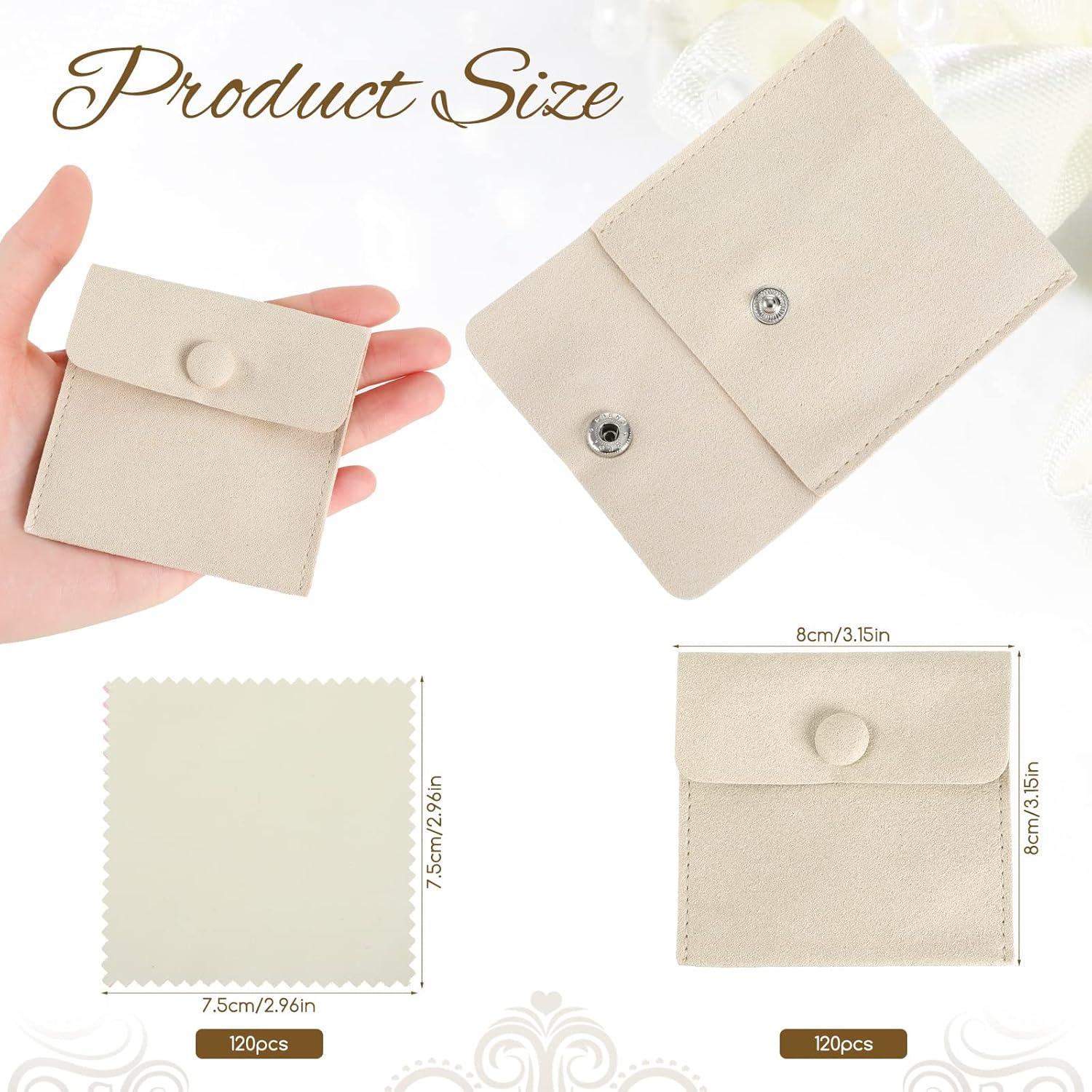 Cunno 120 Bolsas de Microfibra para Joyería Beige 8x8cm