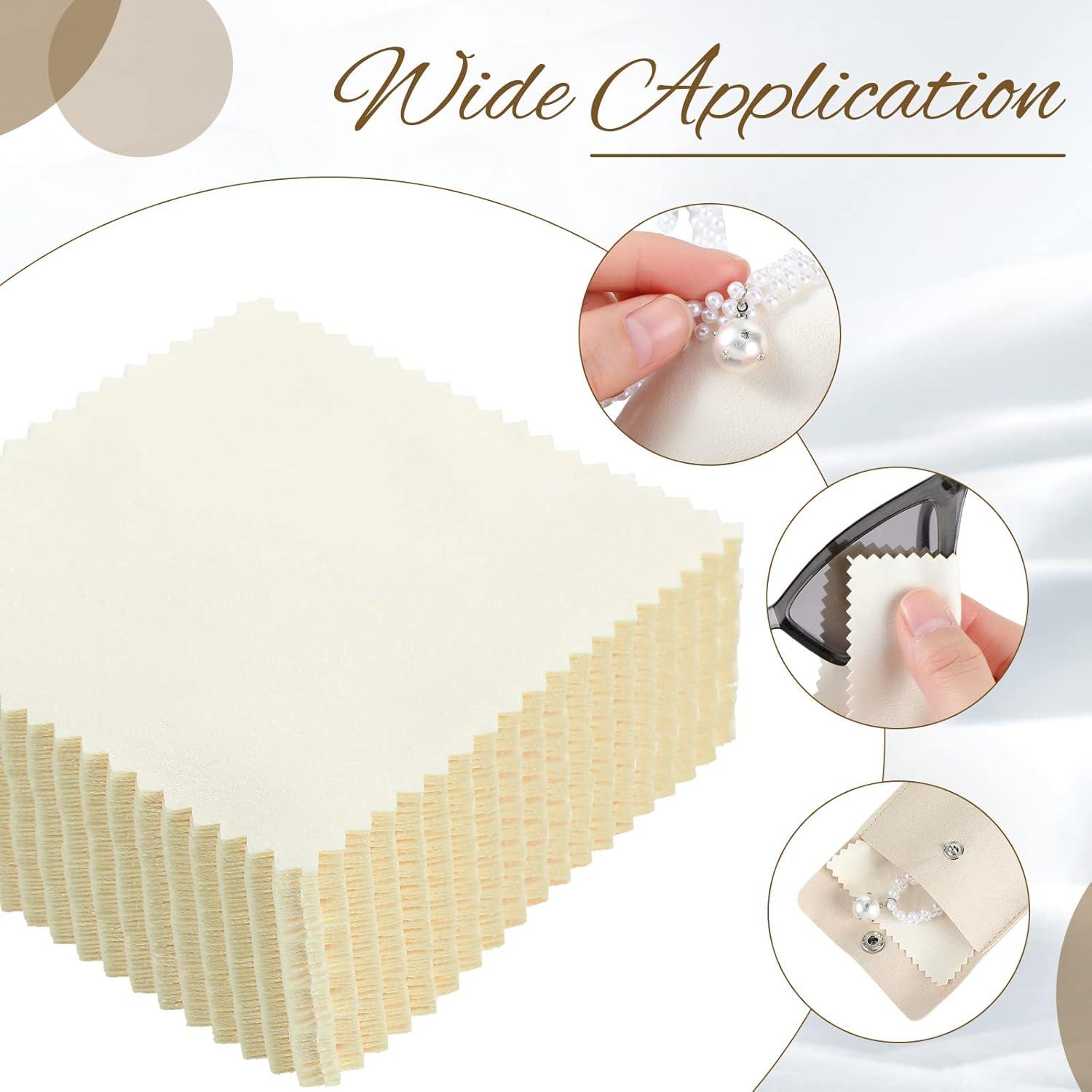 Cunno 120 Bolsas de Microfibra para Joyería Beige 8x8cm