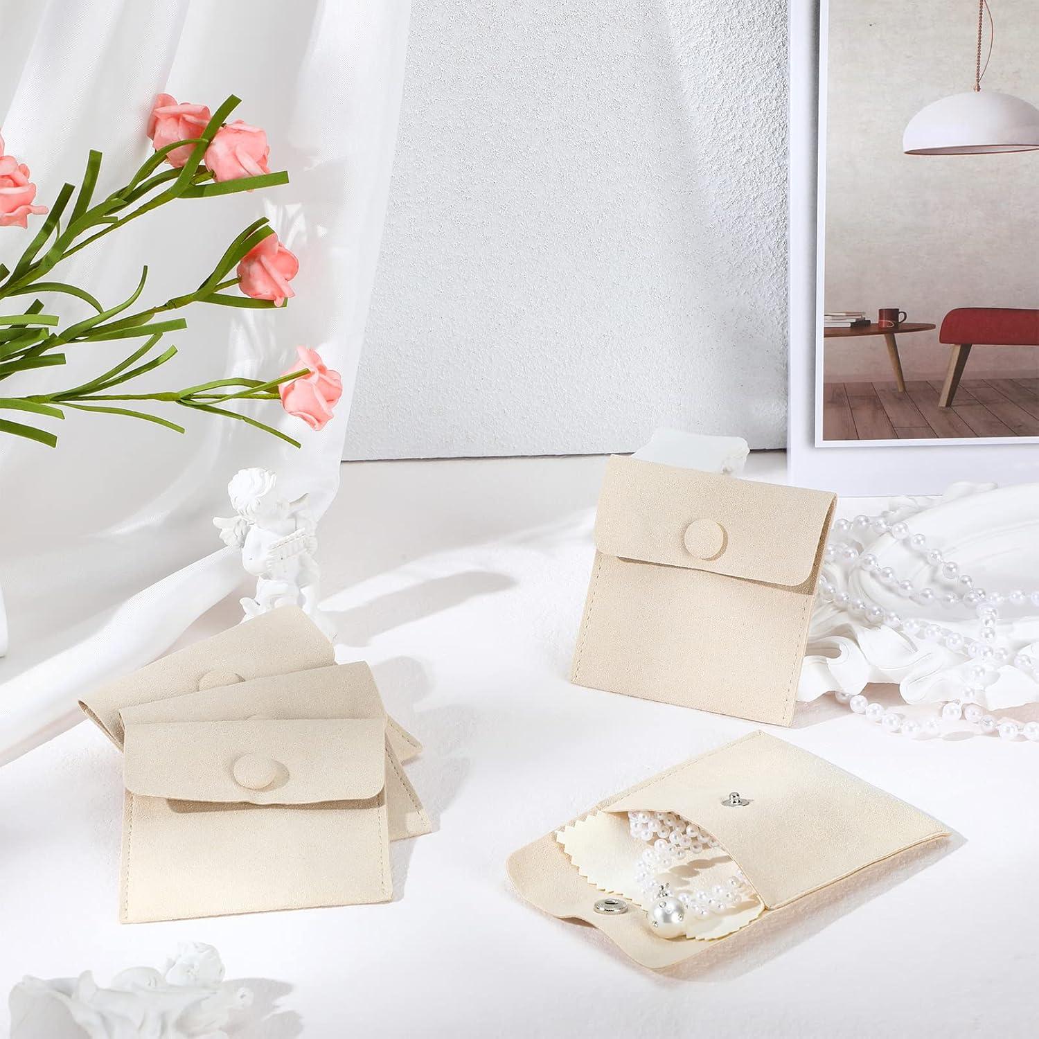 Cunno 120 Bolsas de Microfibra para Joyería Beige 8x8cm