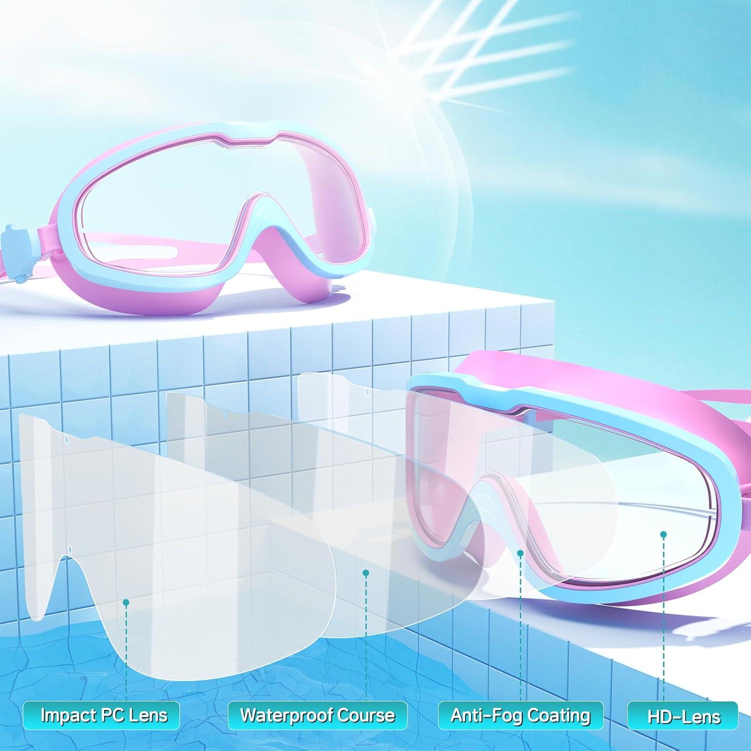 Gafas de Natación para Niños Bairuifu con Clip Nasal y Tapones