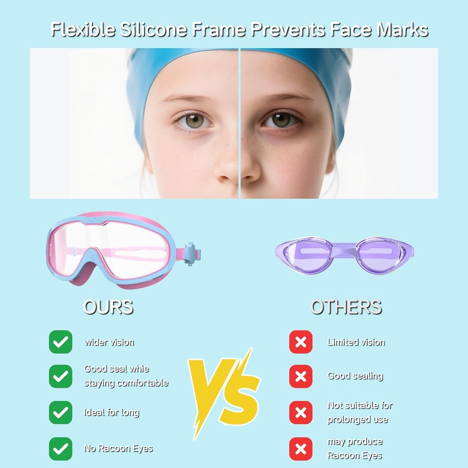 Gafas de Natación para Niños Bairuifu con Clip Nasal y Tapones