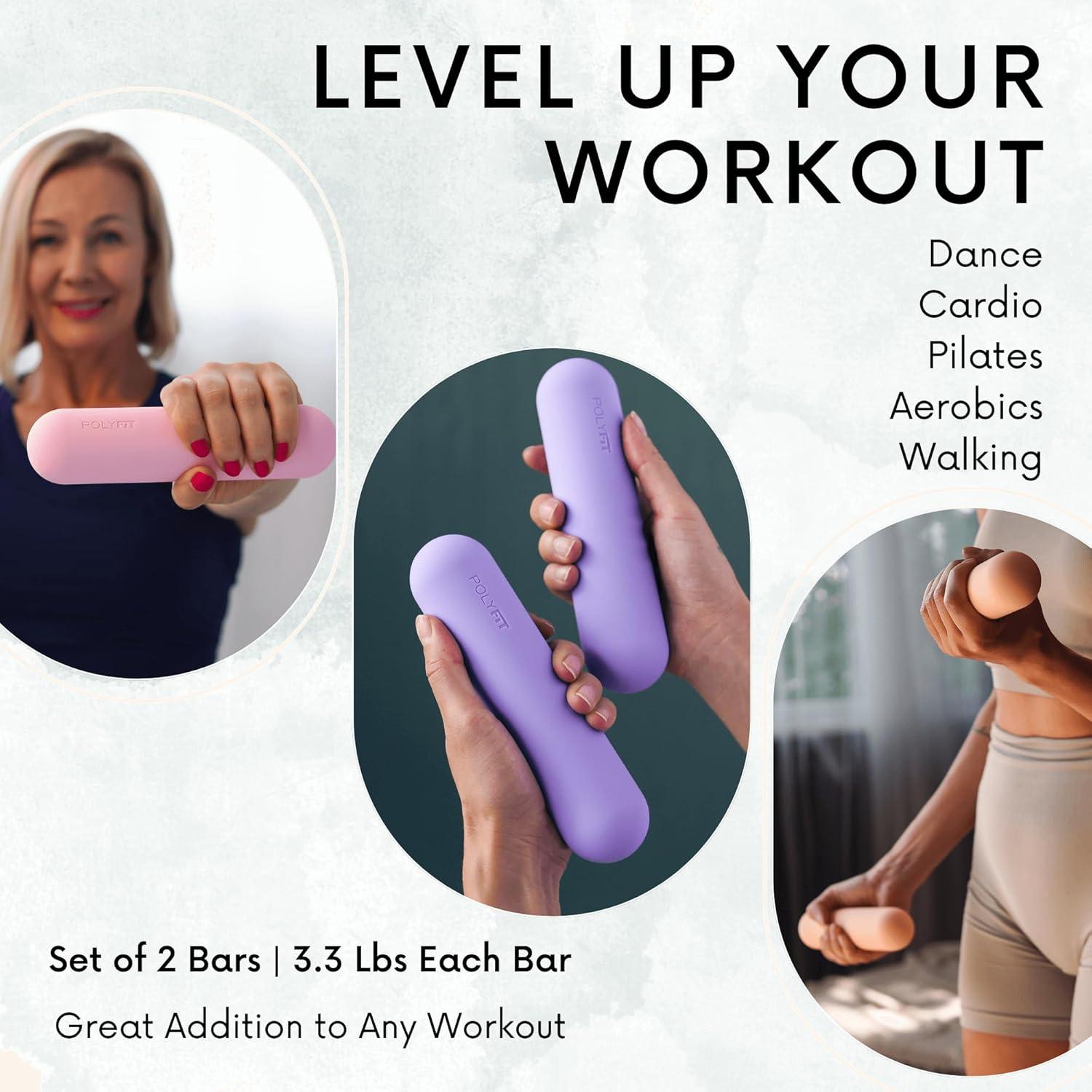 Barras de Pesas Polyfit para Mujeres - Juego de 2 (1.5 kg cada una) - Antideslizantes para Yoga, Aeróbicos y Más