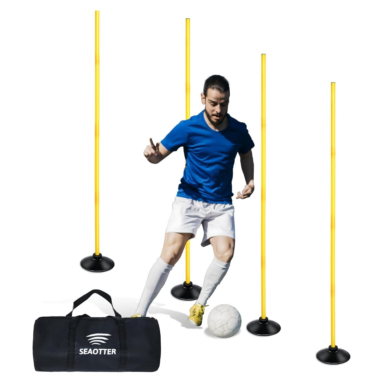 Postes de Agilidad SEAOTTER 1.83 m - Paquete de 4 con Base de Goma