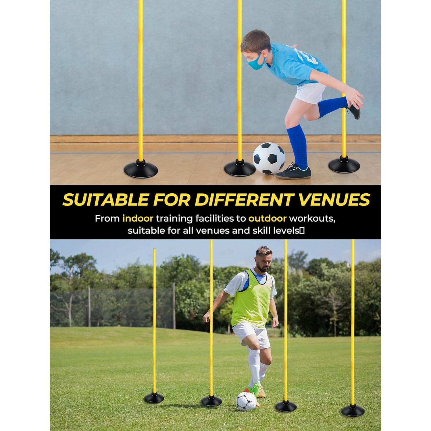 Postes de Agilidad SEAOTTER 1.83 m - Paquete de 4 con Base de Goma