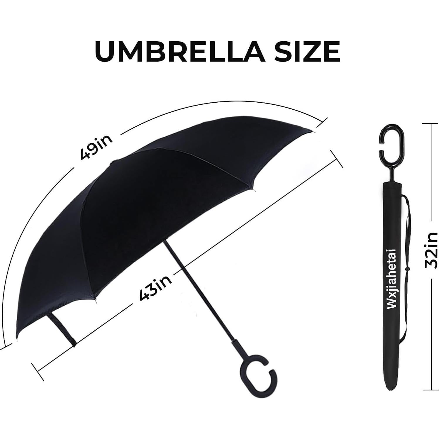 Paraguas Invertido Wxjiahetai 124 cm Doble Capa Resistente al Viento
