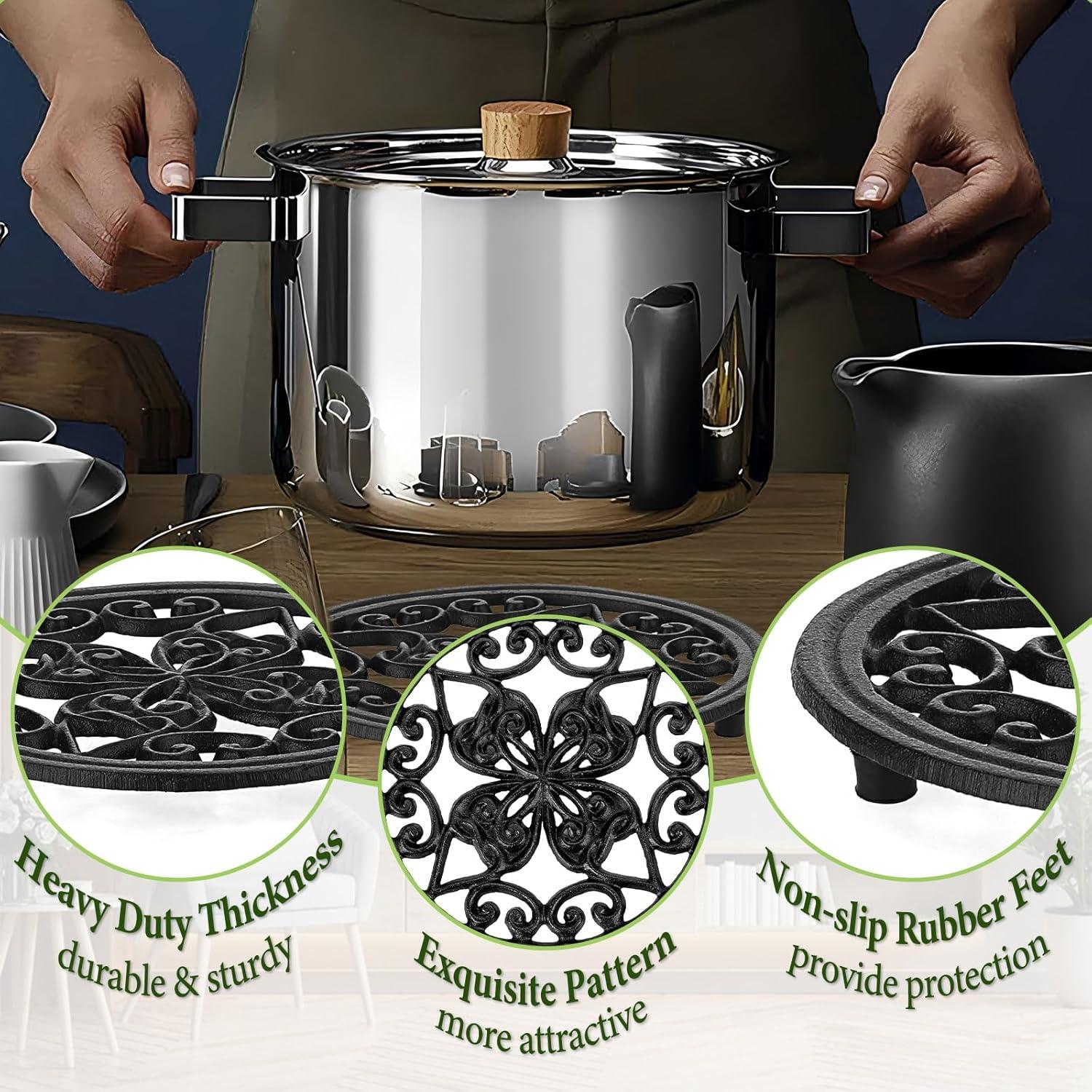 Trivet Redondo de Hierro Fundido BTSKY 17.5 cm Antideslizante