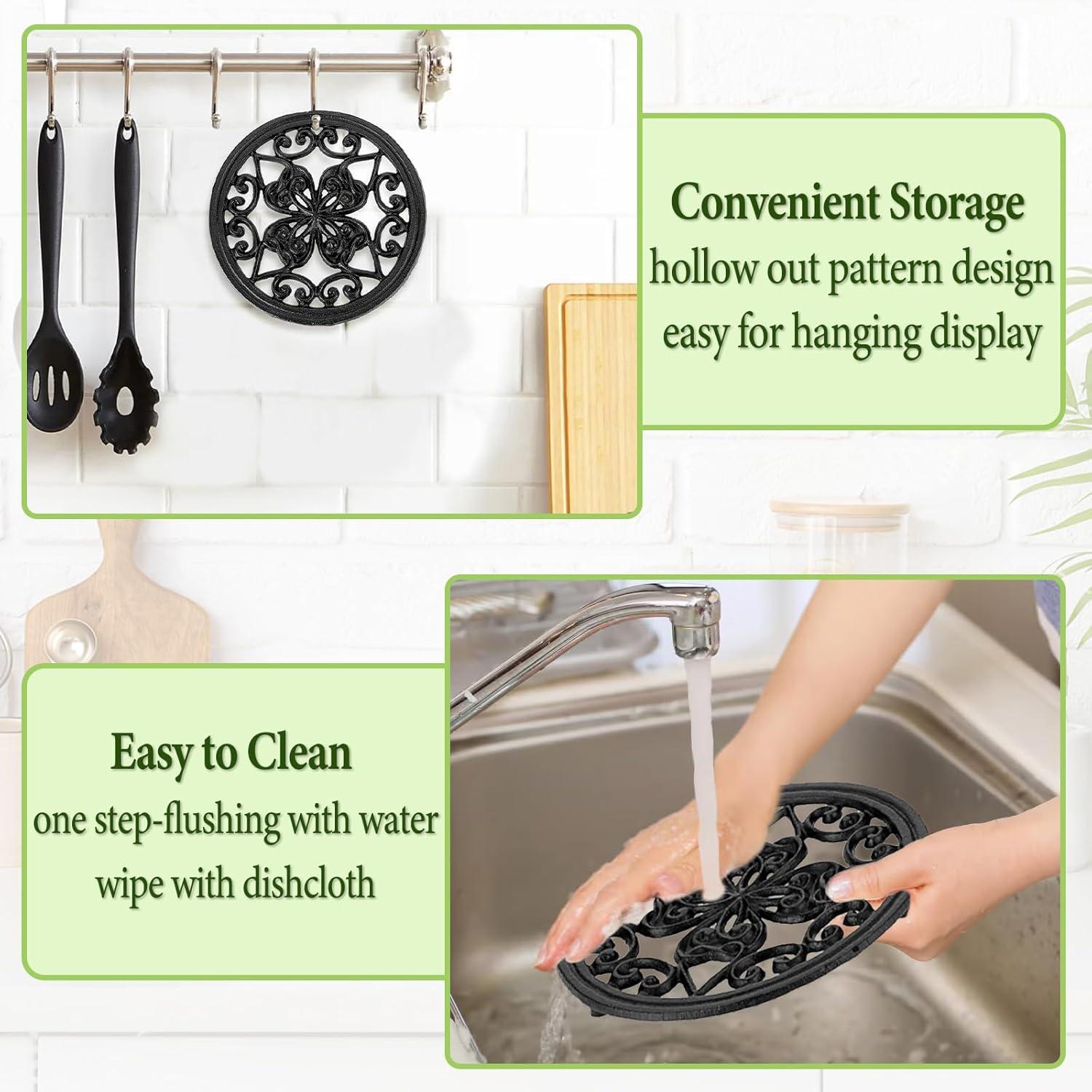 Trivet Redondo de Hierro Fundido BTSKY 17.5 cm Antideslizante