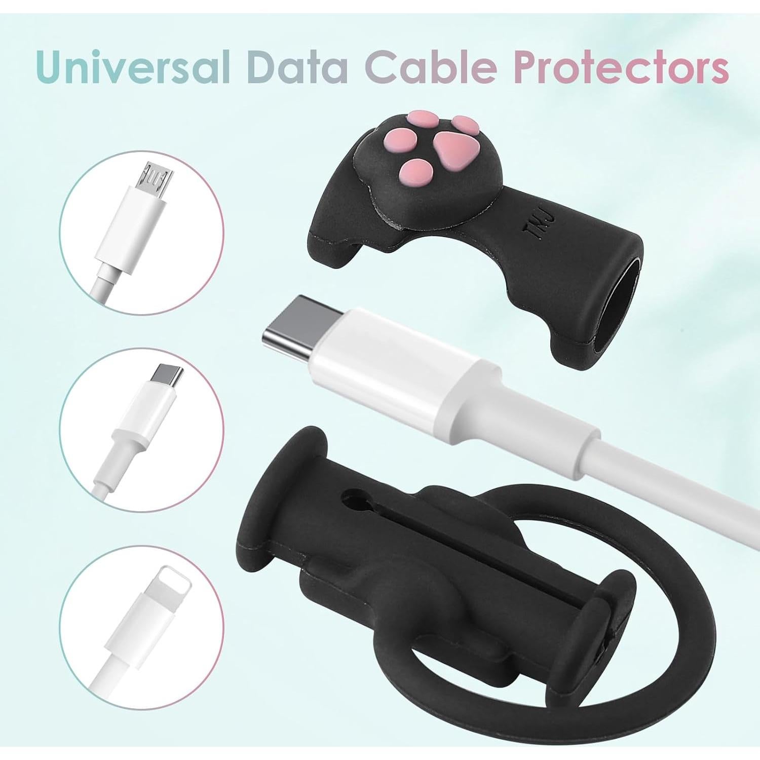 Protector de Cable de Silicona SAISN Garras de Gato Negro 2 en 1