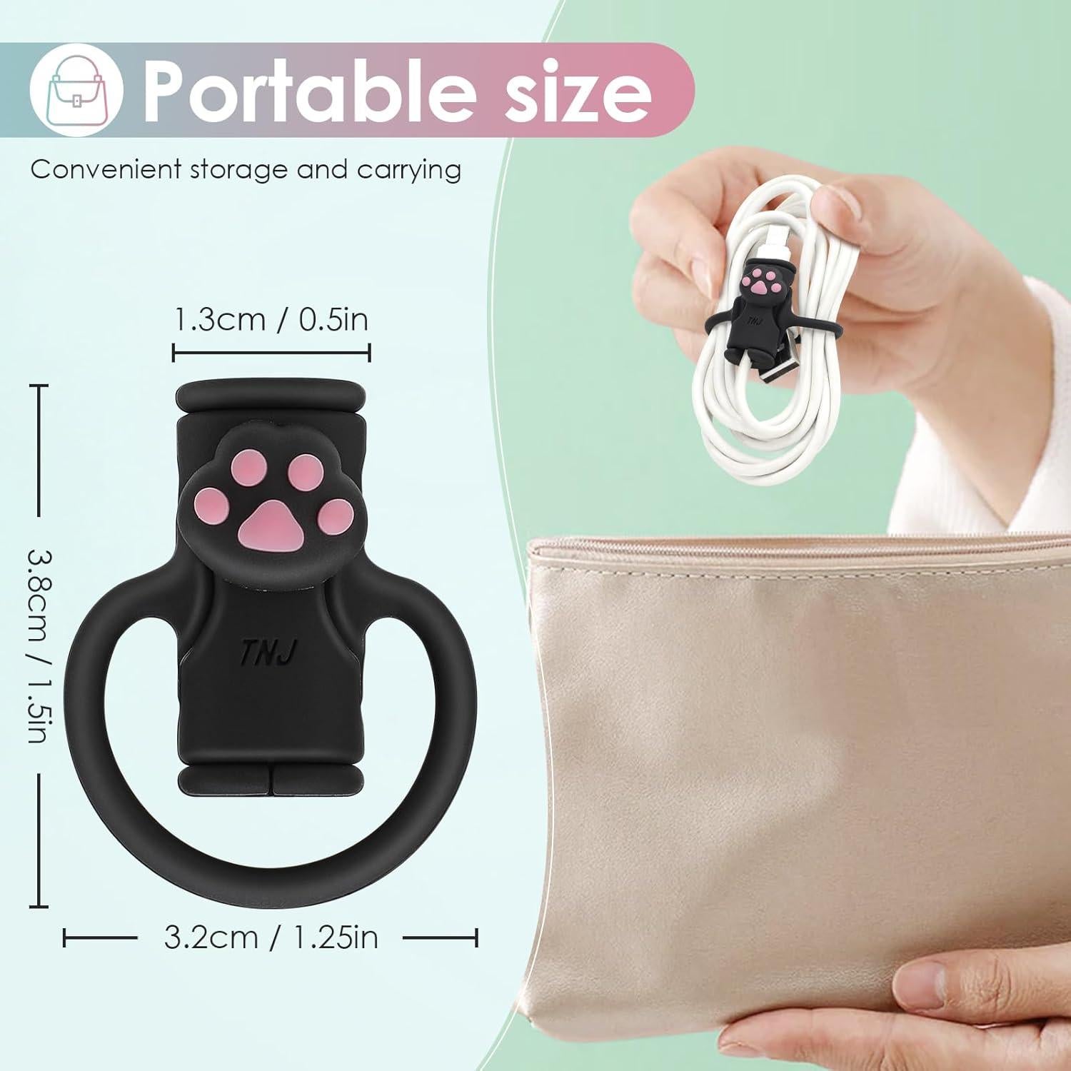 Protector de Cable de Silicona SAISN Garras de Gato Negro 2 en 1