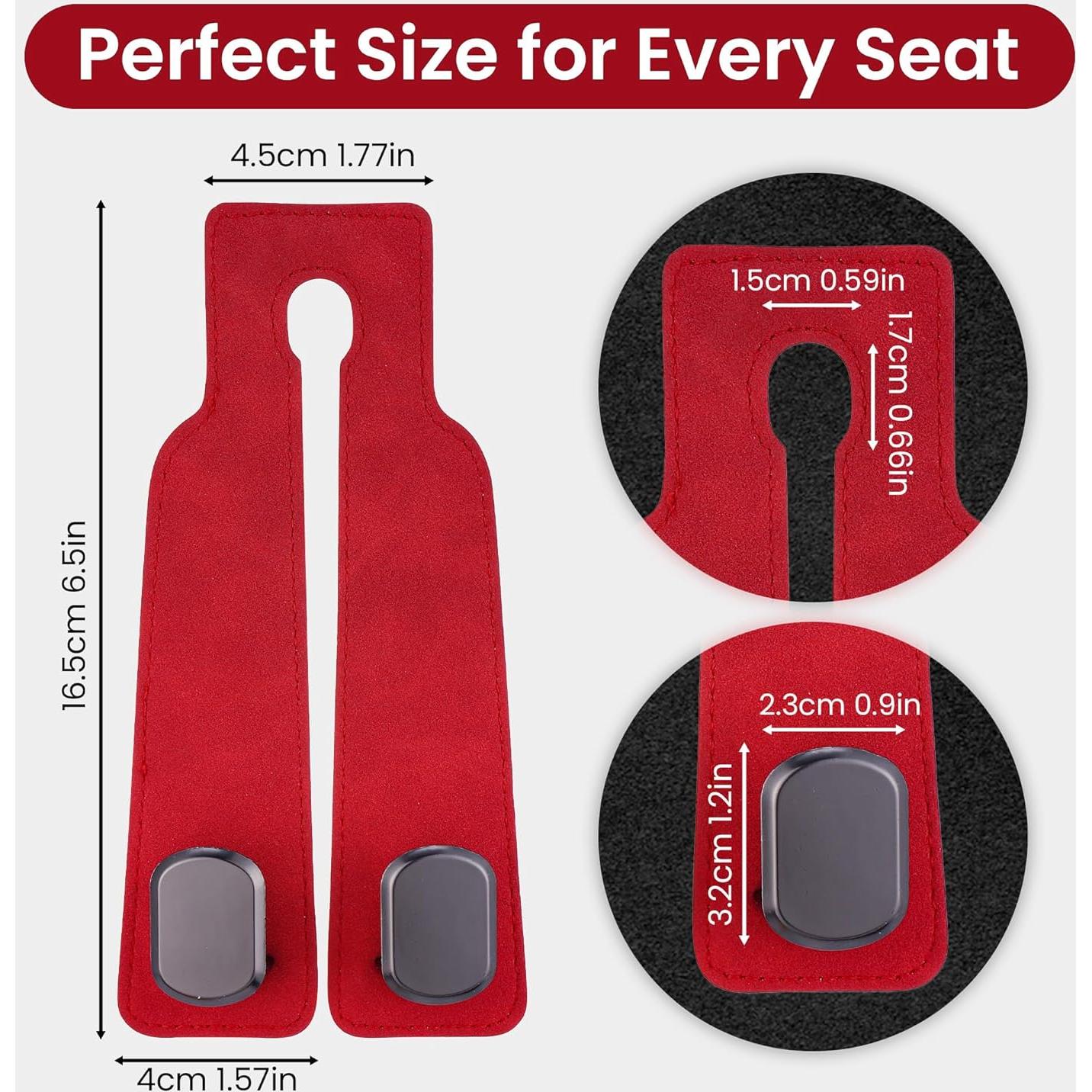 Ganchos para Asiento de Coche Cartaxio - Cuero Rojo y Plata