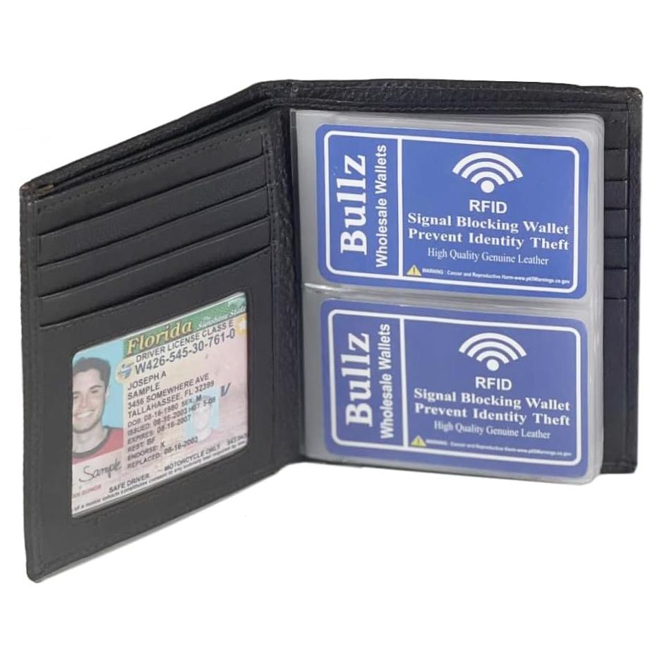 Cartera Bifold de Cuero Bullz con Bloqueo RFID - Negro