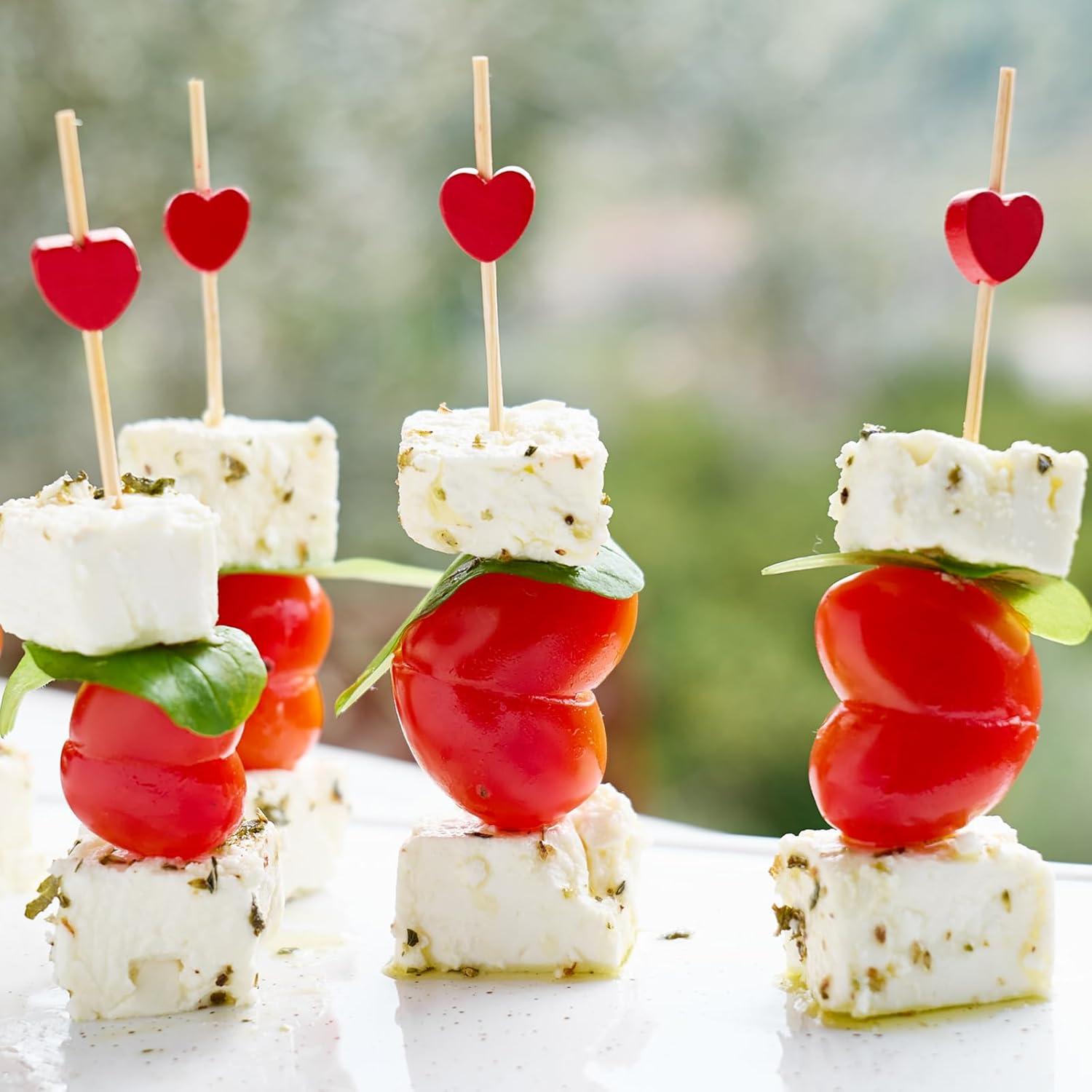 Palillos de Cóctel de Bambú Minisland Corazón Rojo 100 Unidades