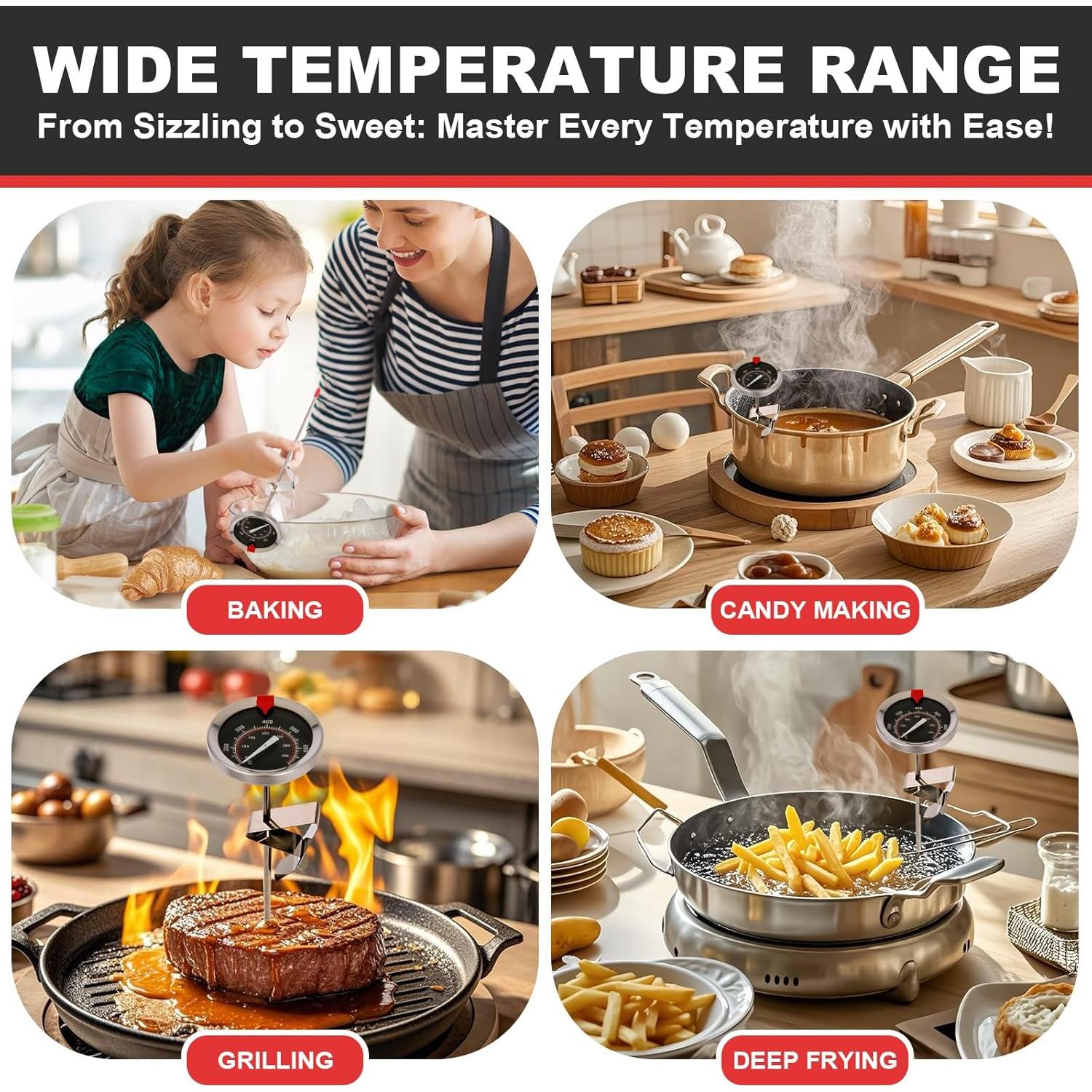 Termómetro de Freír y Caramelo Telead 9" Negro Impermeable