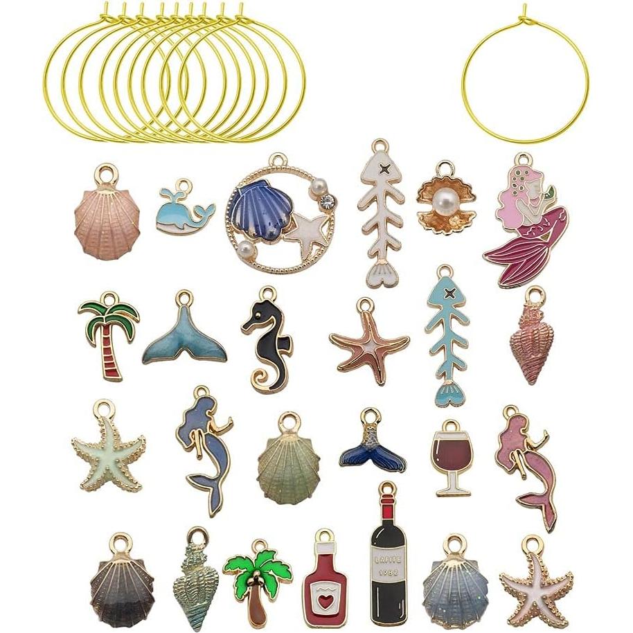 WOCRAFT 25 Juegos de Marcadores de Copas de Vino Playa