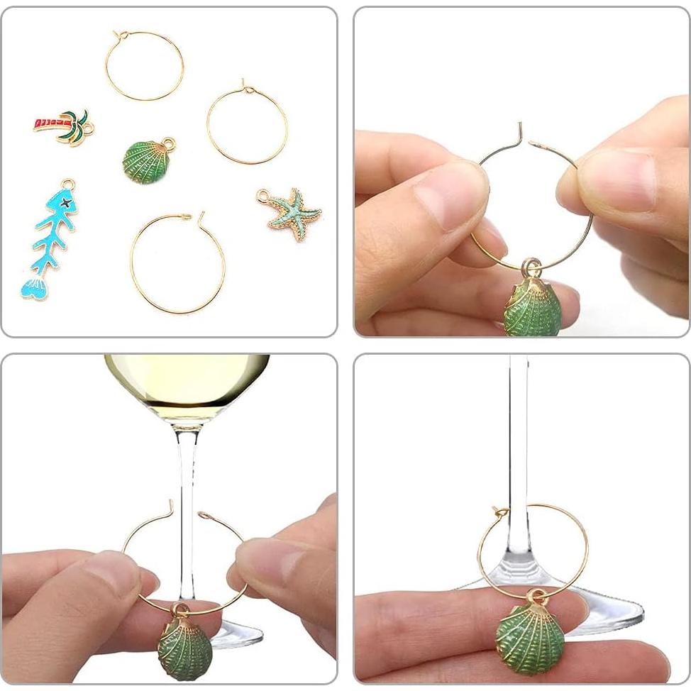 WOCRAFT 25 Juegos de Marcadores de Copas de Vino Playa