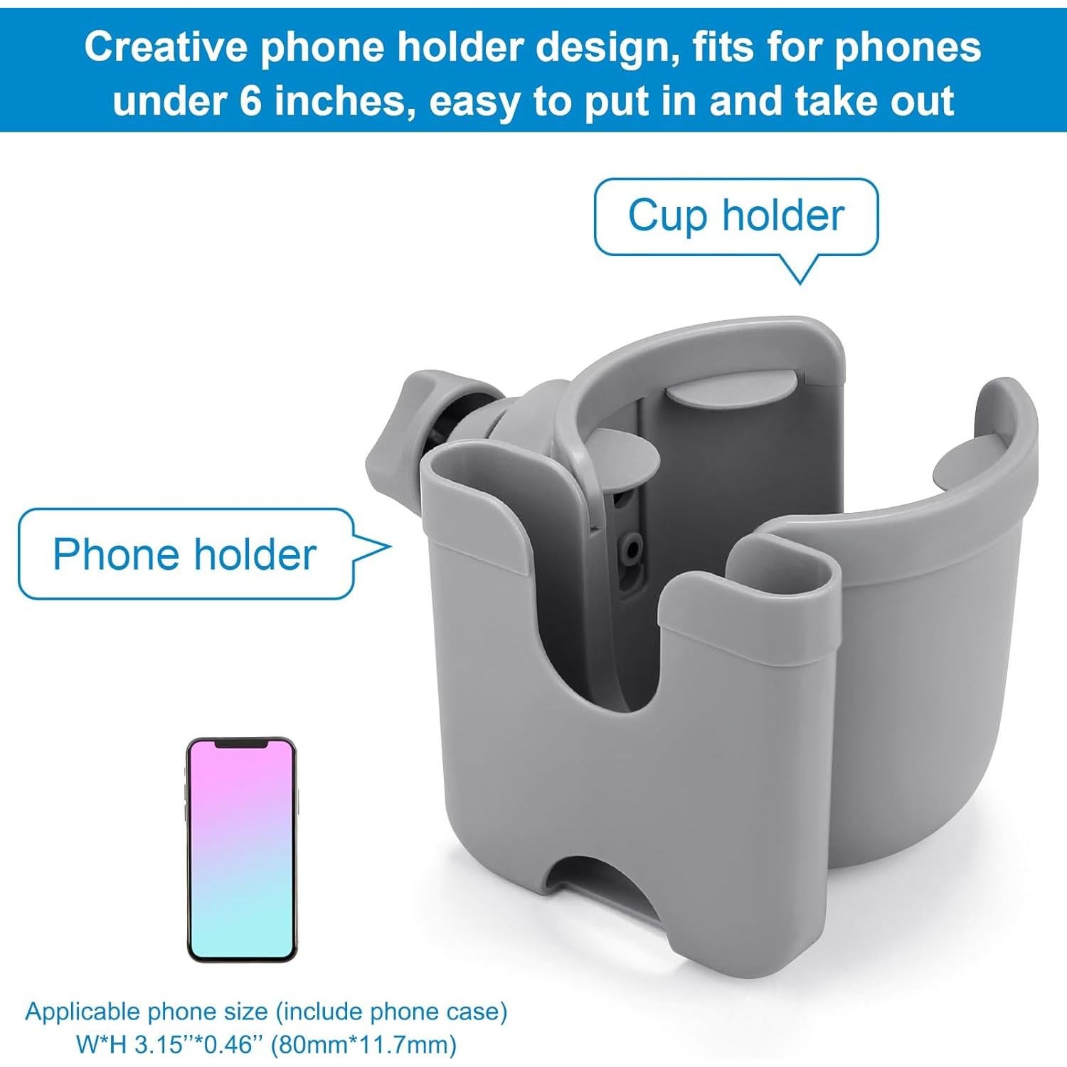 Soporte para Taza y Teléfono Accmor 2-en-1 Universal Gris