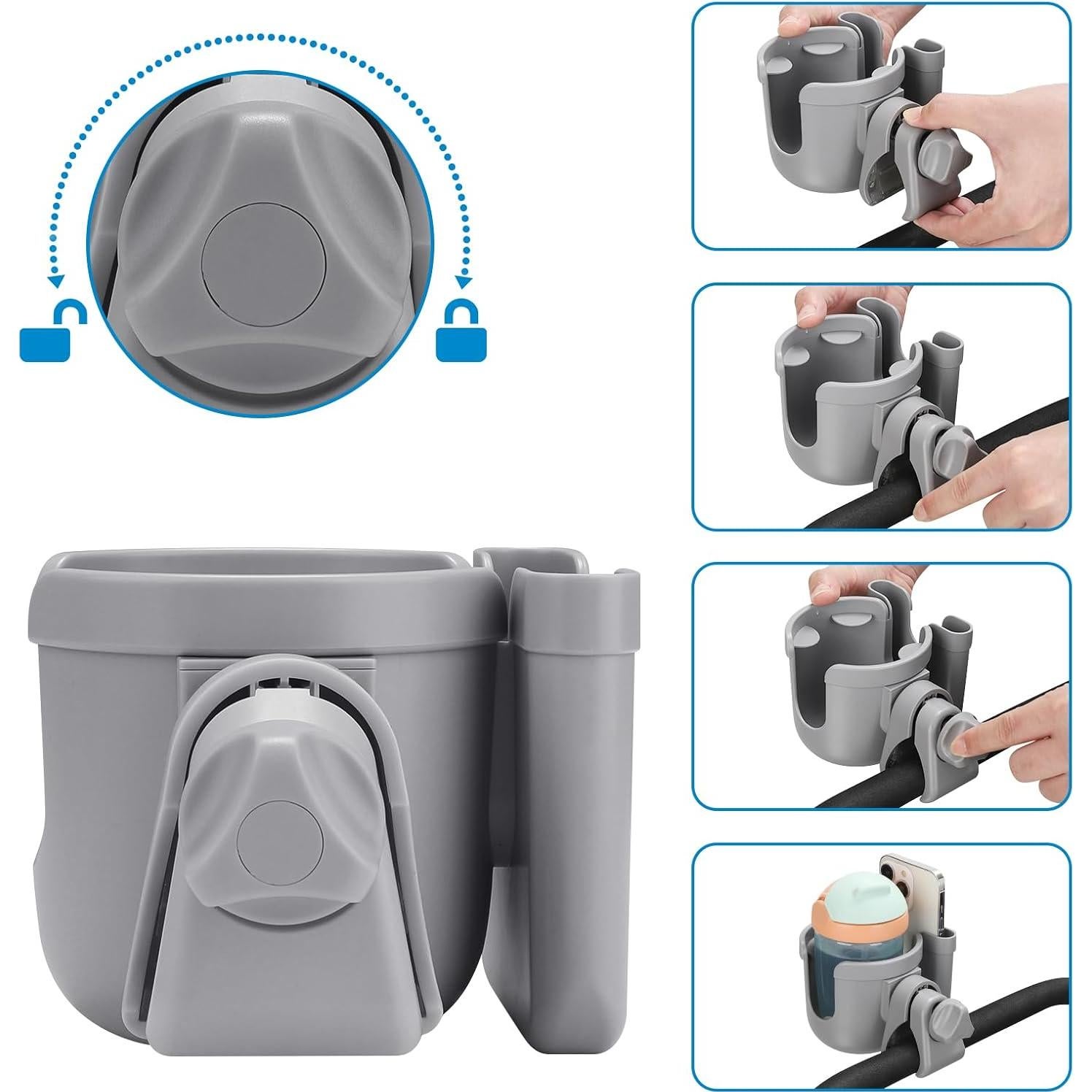 Soporte para Taza y Teléfono Accmor 2-en-1 Universal Gris