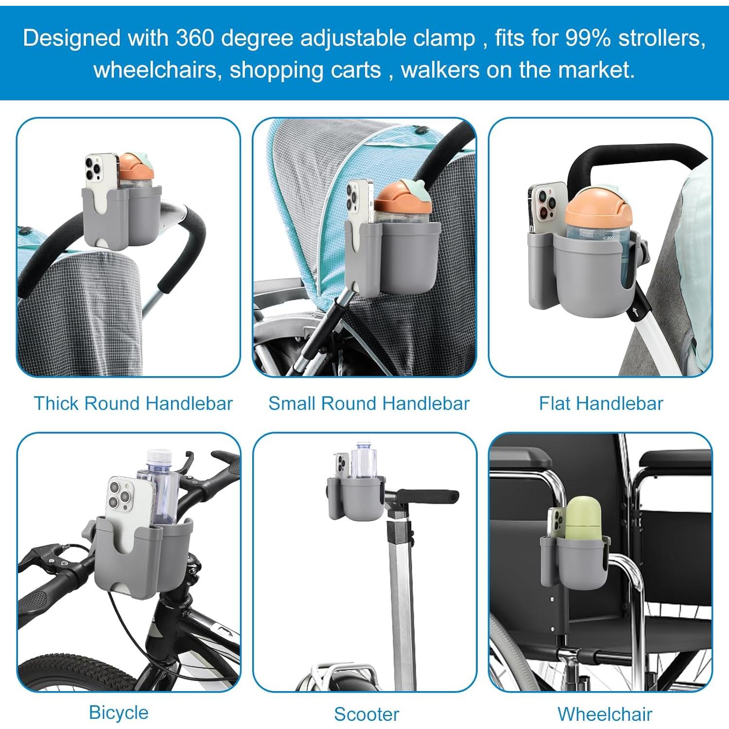 Soporte para Taza y Teléfono Accmor 2-en-1 Universal Gris