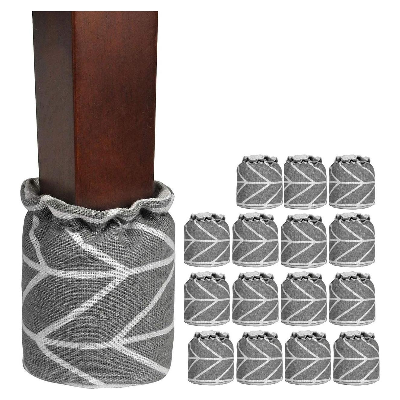 Fundas Protectores de Patas de Muebles Yoption, Lino Gris, 16 Pzas