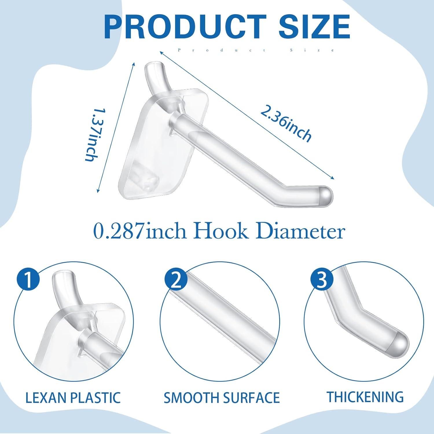 120 Ganchos de Tablero de Clavos Sawysine Plástico Transparente