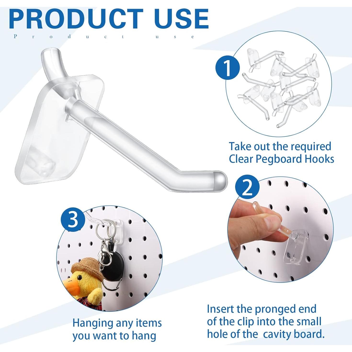 120 Ganchos de Tablero de Clavos Sawysine Plástico Transparente