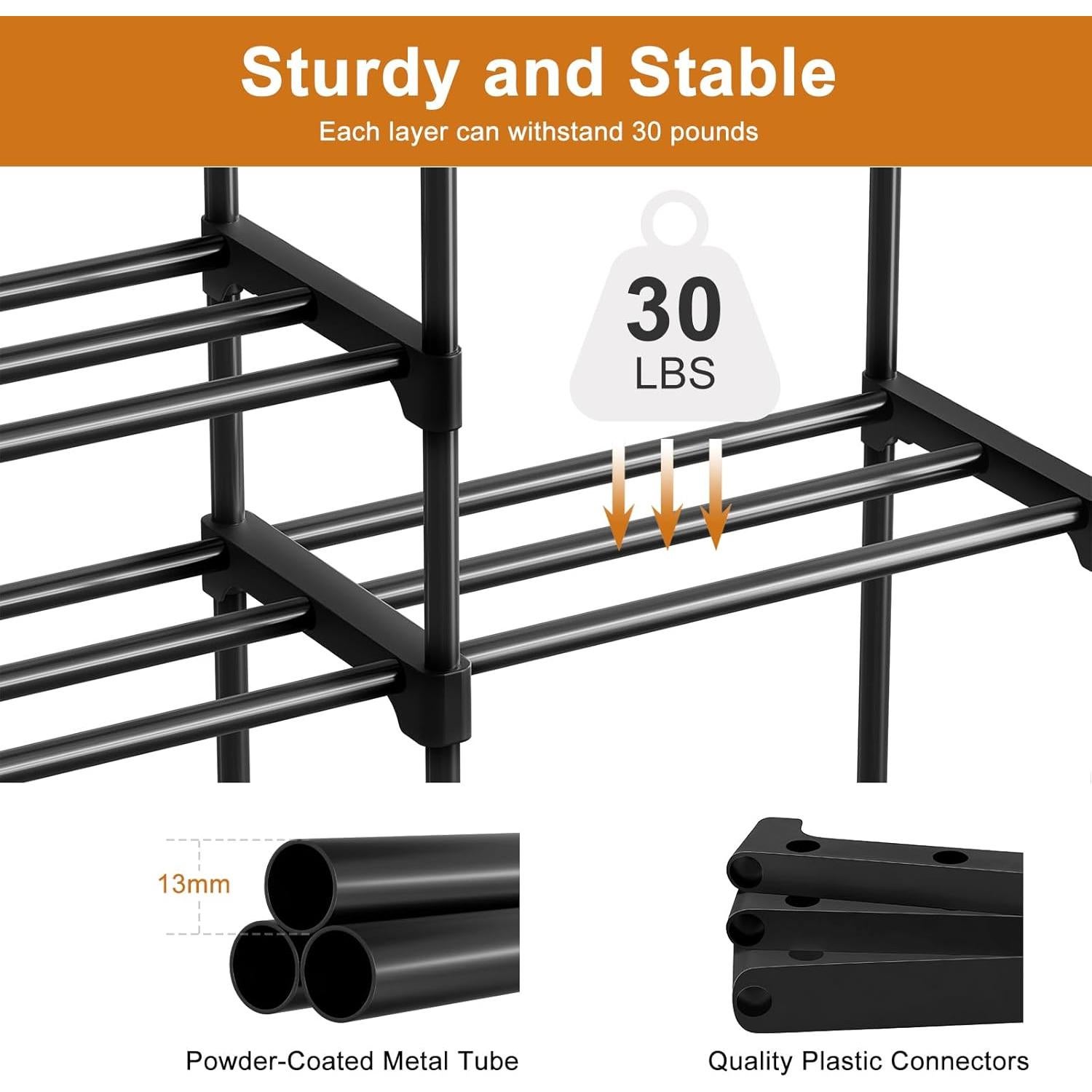 Estante para Zapatos WOWLIVE 9 Niveles Negro 30-35 Pares