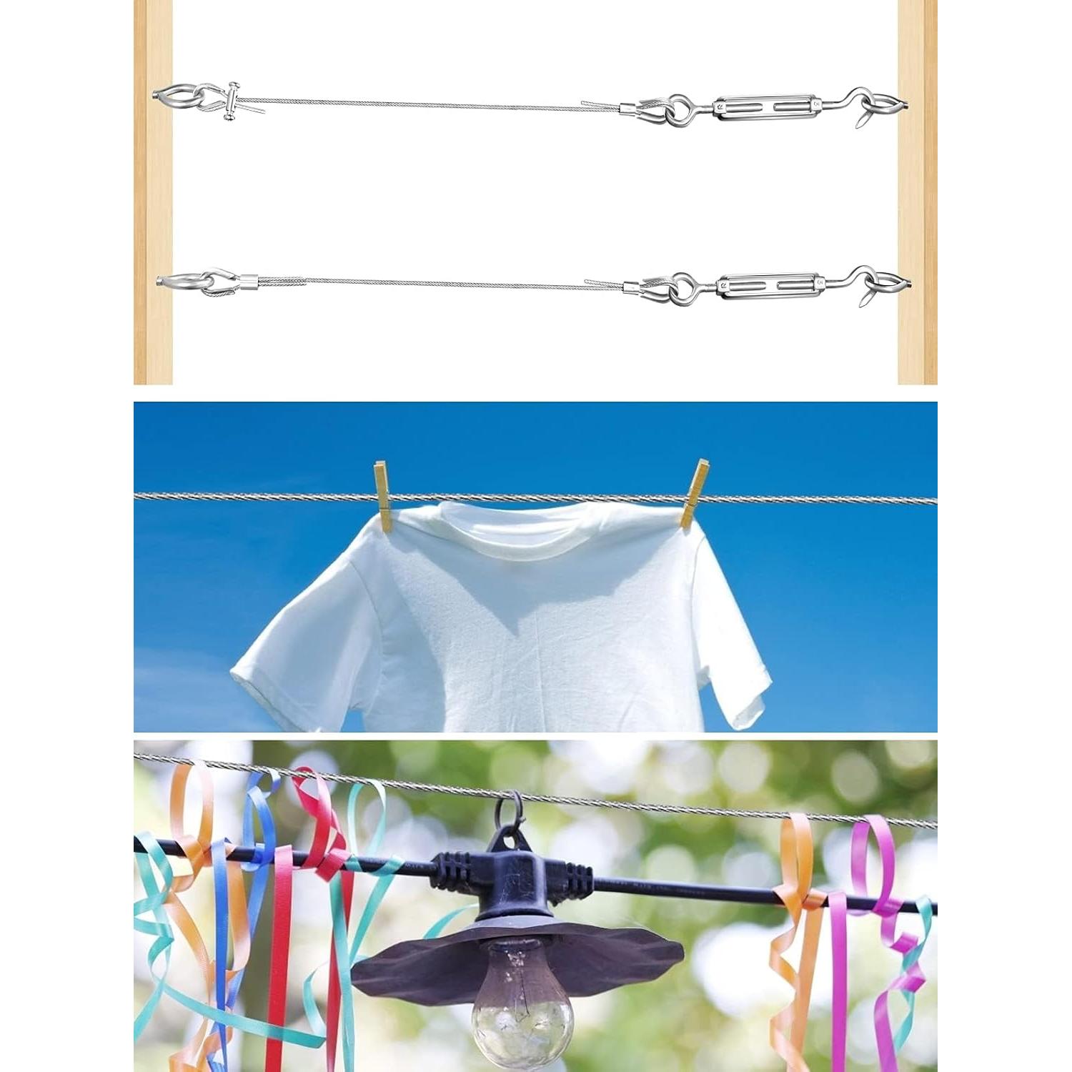 Kit de Cable de Acero Inoxidable 10m 3mm TooTaci para Jardín