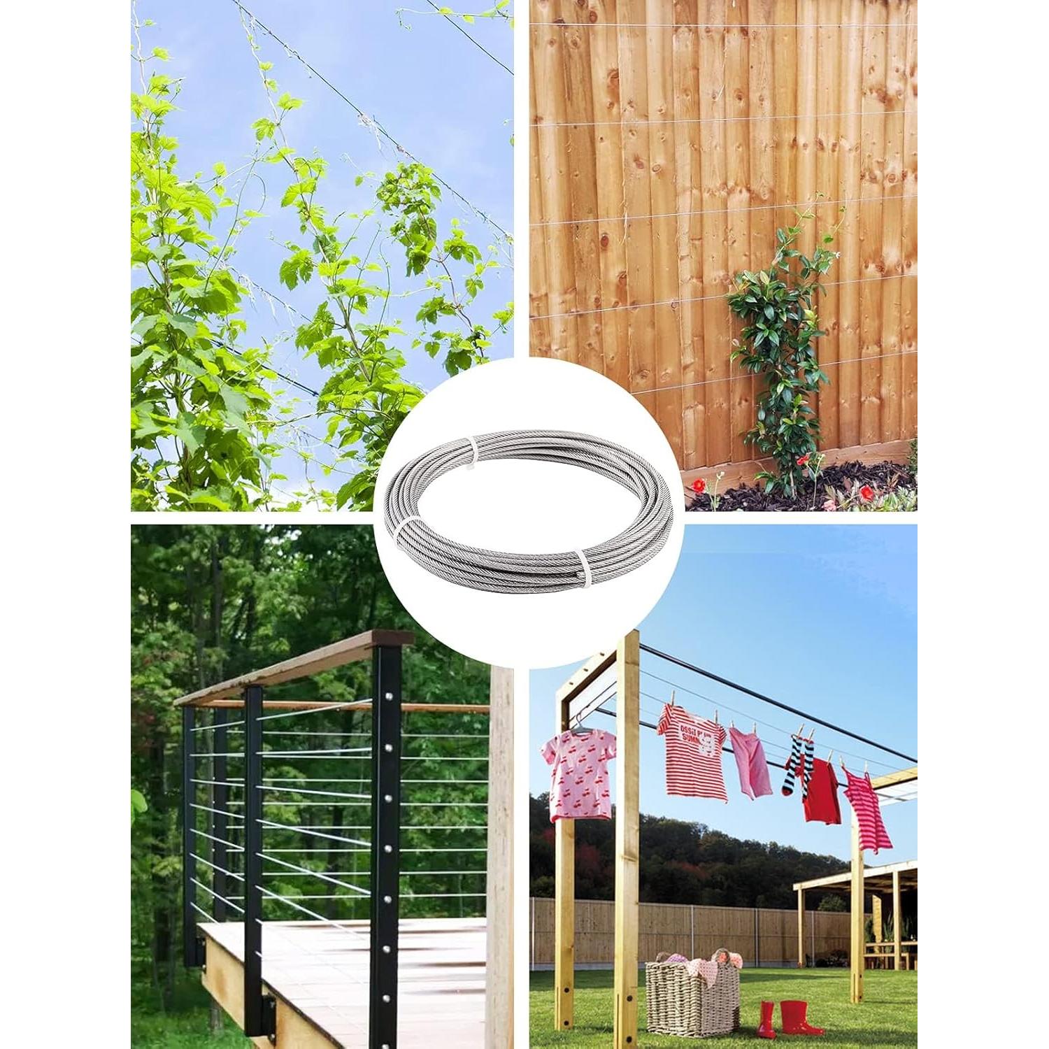 Kit de Cable de Acero Inoxidable 10m 3mm TooTaci para Jardín