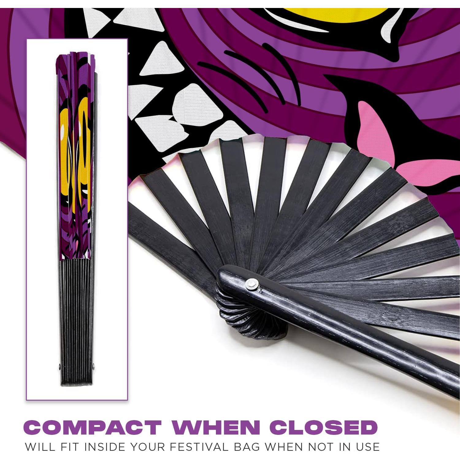 Abanico de Mano GloFX Gato de Cheshire 25x13 cm Rave