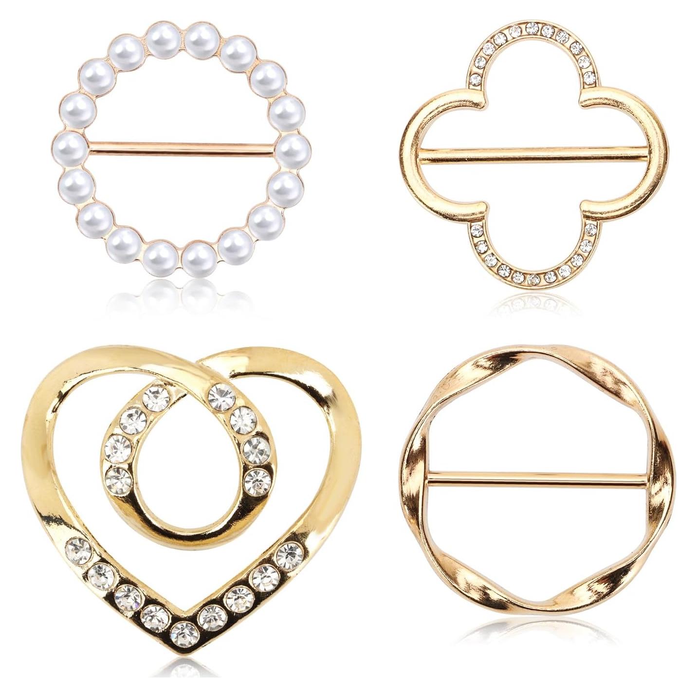 4 Clips de Anillo para Bufanda Tasodin - Elegantes y Versátiles