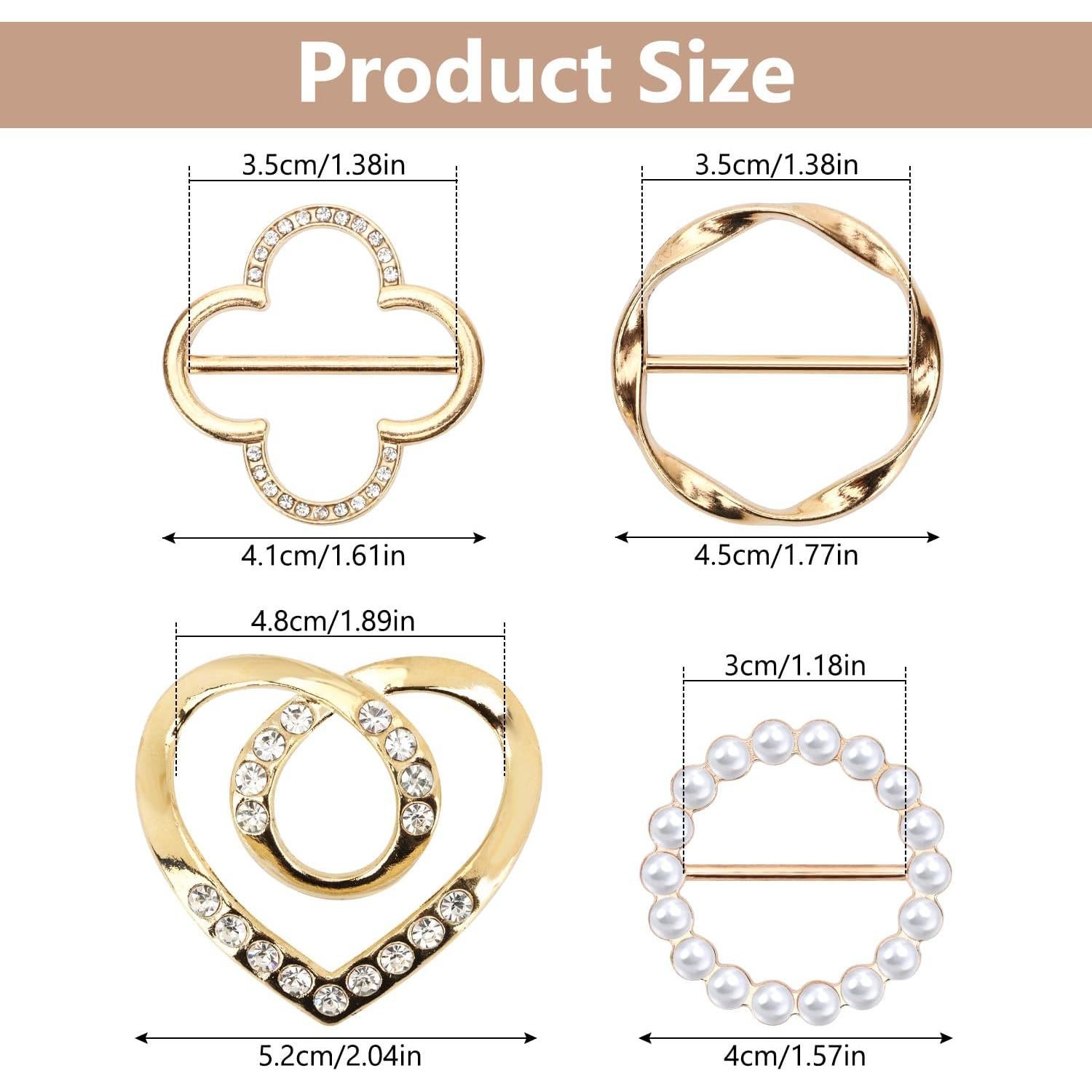 4 Clips de Anillo para Bufanda Tasodin - Elegantes y Versátiles