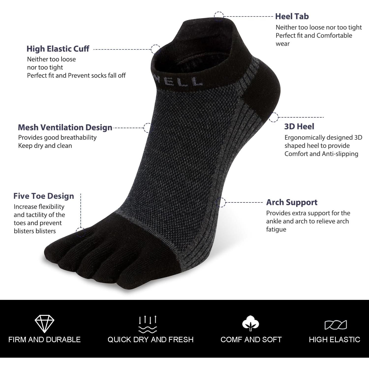 Calcetines de Dedos VWELL Algodón Peinado 4 Pares Talla 7-11